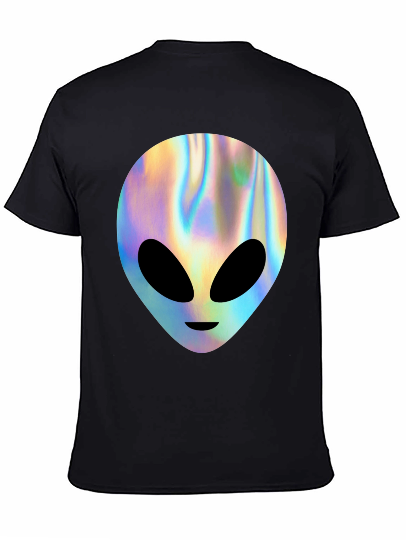 Holographic Alien Graphic T-Shirt - Trendy Outer Space Tee