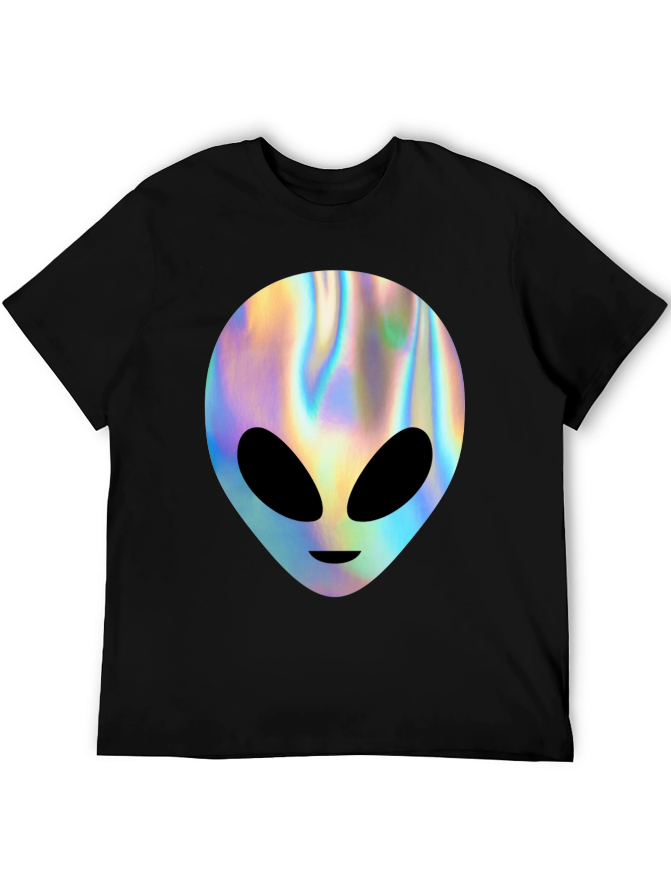 Holographic Alien Graphic T-Shirt - Trendy Outer Space Tee