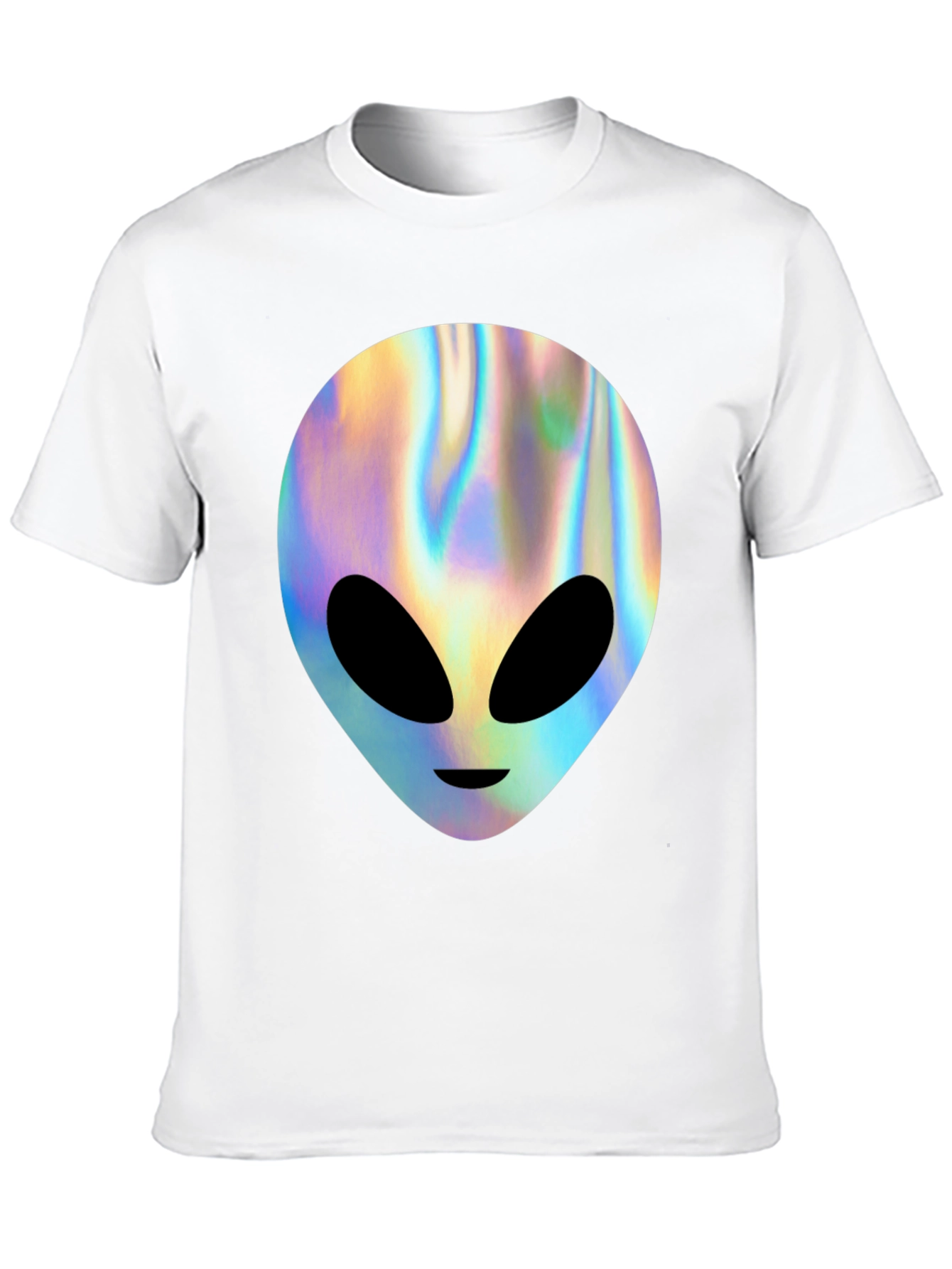 Holographic Alien Graphic T-Shirt - Trendy Outer Space Tee