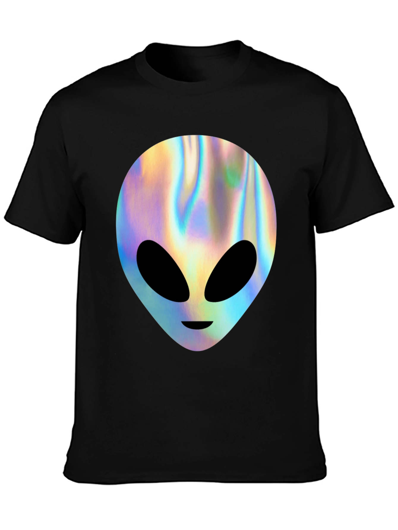 Holographic Alien Graphic T-Shirt - Trendy Outer Space Tee