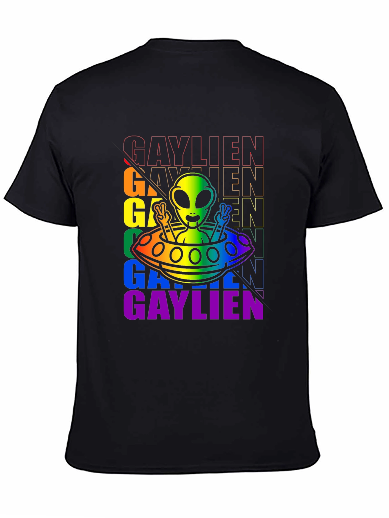 Gaylien Pride T-Shirt - UFO Alien Peace Sign