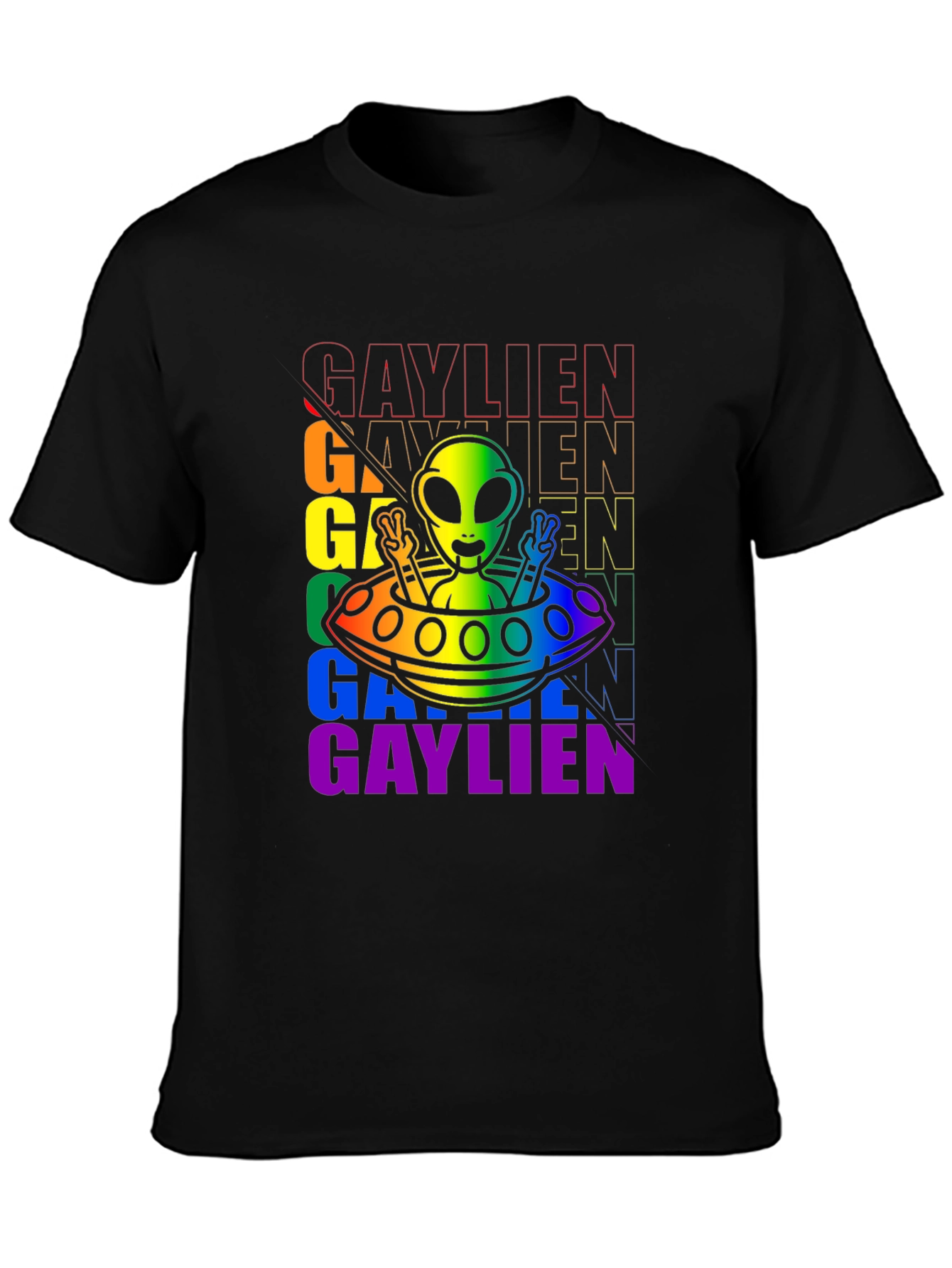 Gaylien Pride T-Shirt - UFO Alien Peace Sign