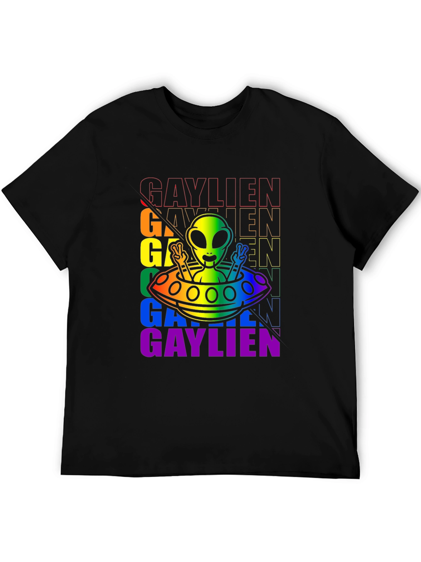 Gaylien Pride T-Shirt - UFO Alien Peace Sign