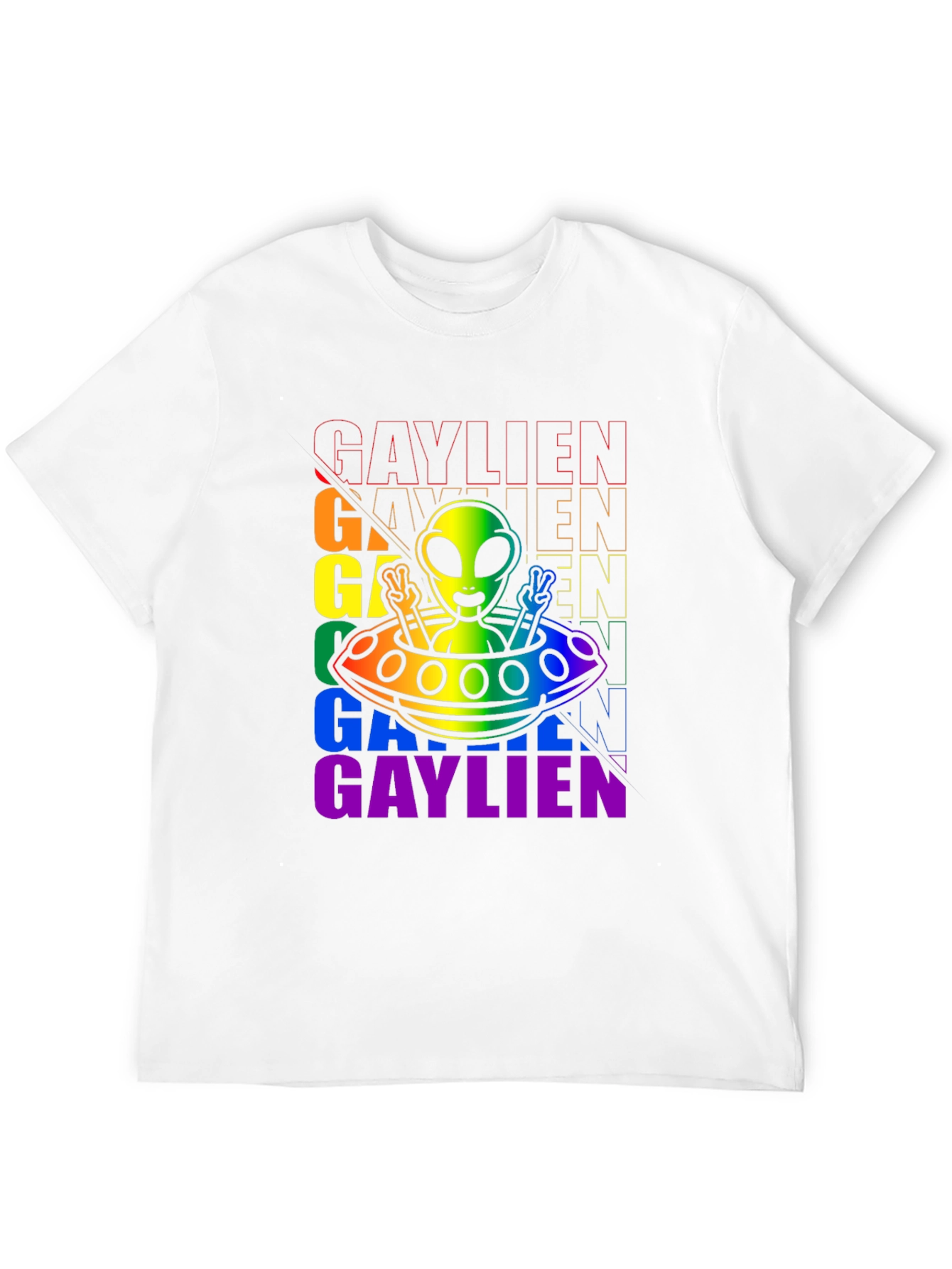 Gaylien Pride T-Shirt - UFO Alien Peace Sign