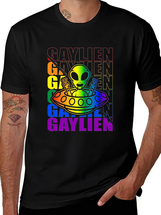 Gaylien Pride T-Shirt - UFO Alien Peace Sign