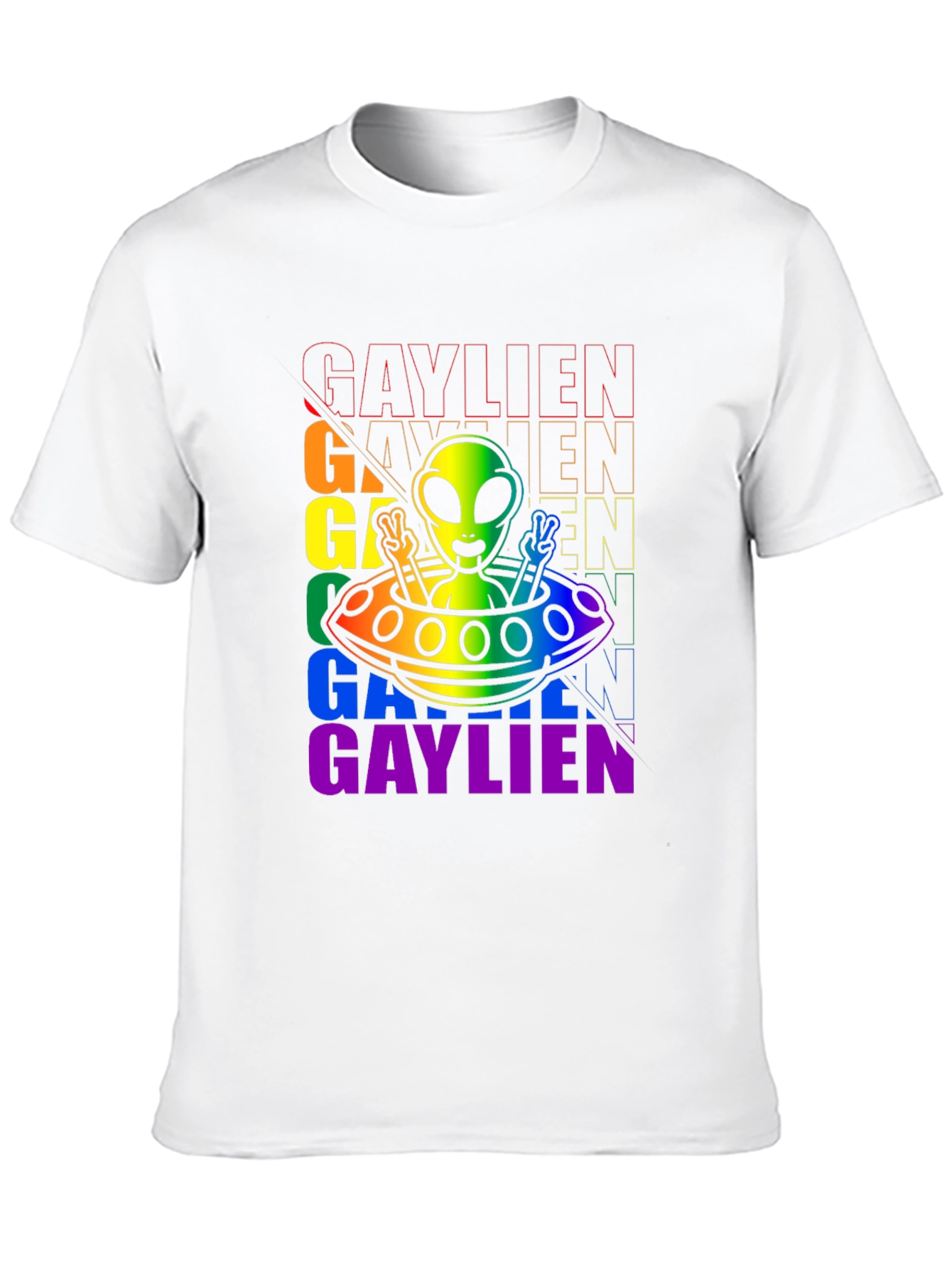Gaylien Pride T-Shirt - UFO Alien Peace Sign