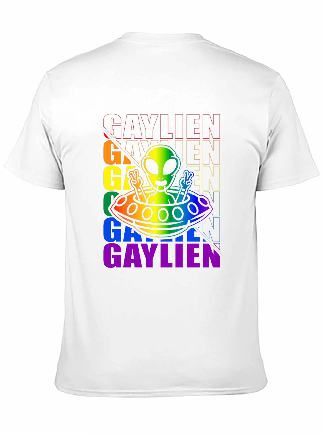 Gaylien Pride T-Shirt - UFO Alien Peace Sign