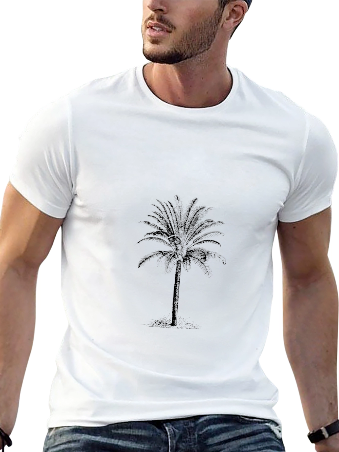 Mens Black Palm Tree Graphic Tee