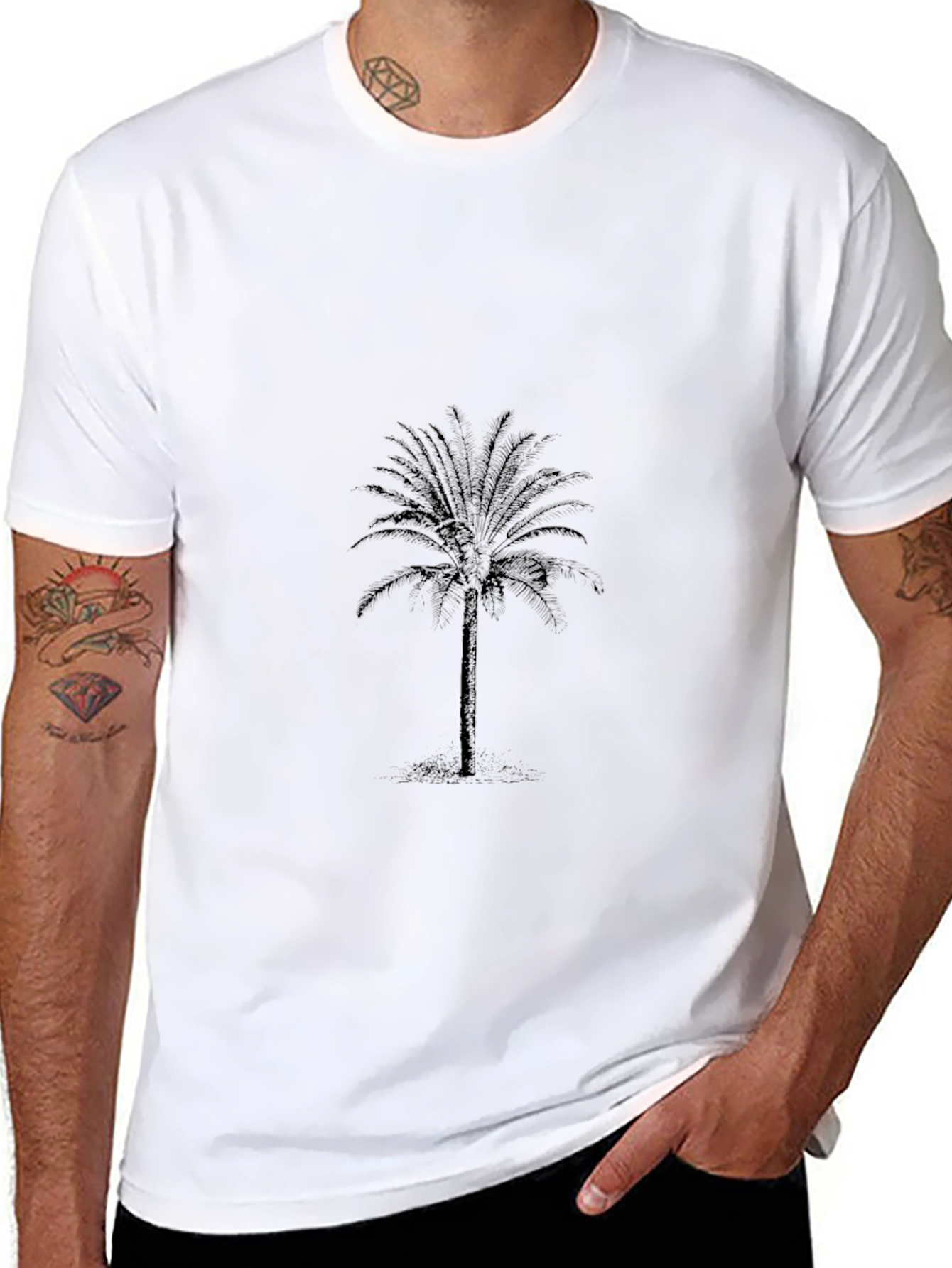 Mens Black Palm Tree Graphic Tee