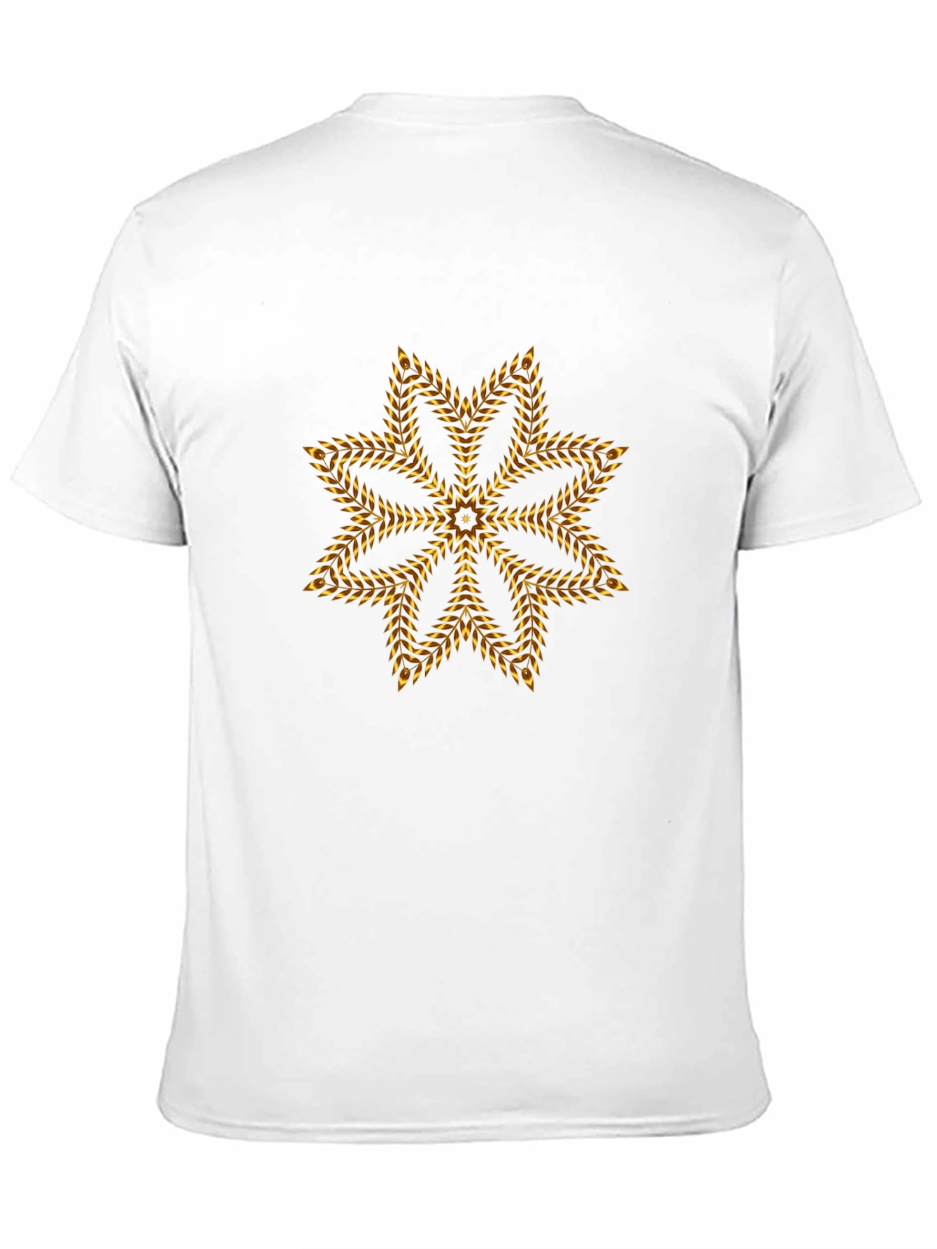 Geometric Gold Floral Star Black T-Shirt