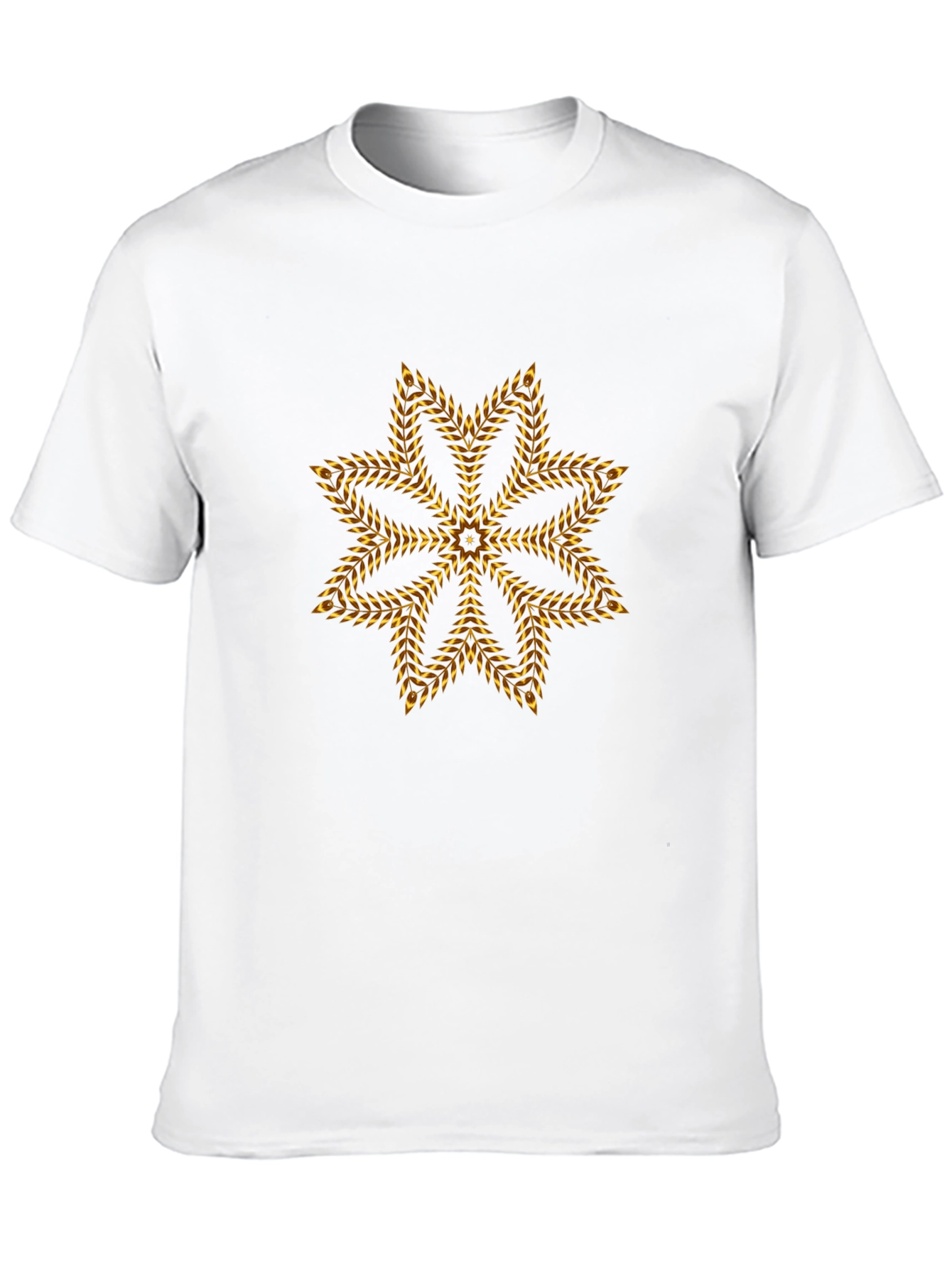 Geometric Gold Floral Star Black T-Shirt