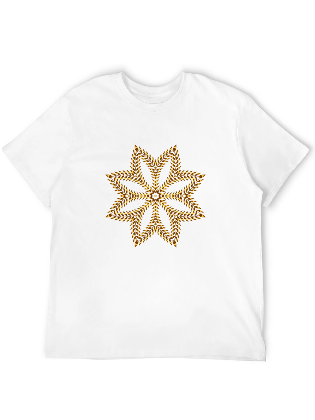 Geometric Gold Floral Star Black T-Shirt