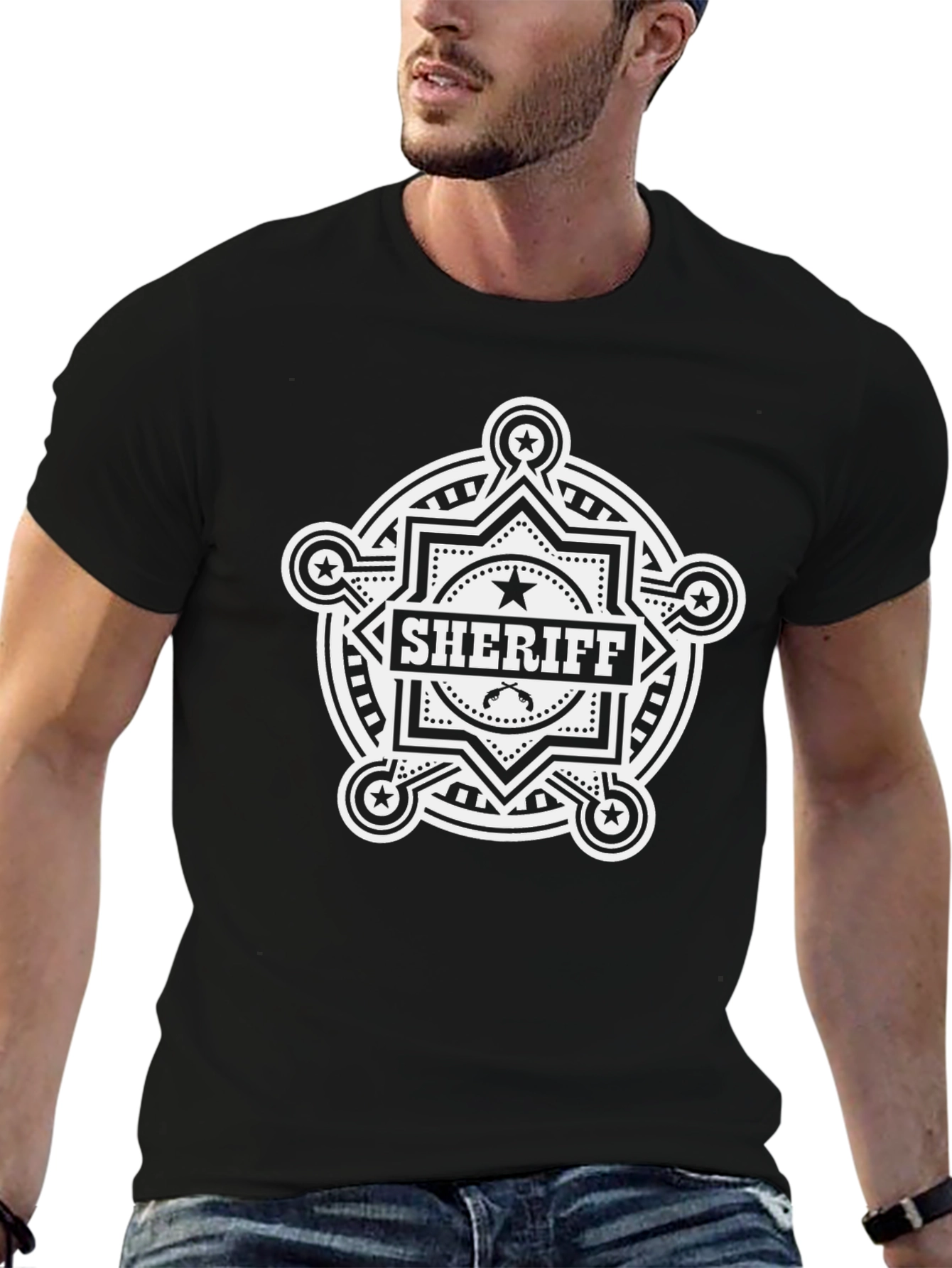 Sheriff Badge Graphic Tee - Western Style T-Shirt
