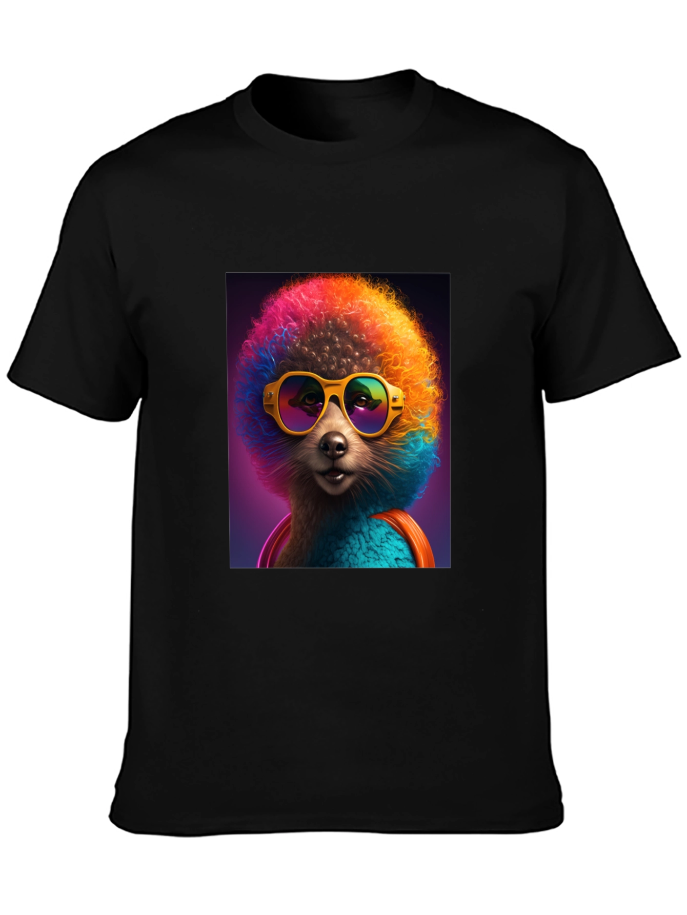 Funky Poodle Graphic Tee - Black Cotton T-Shirt