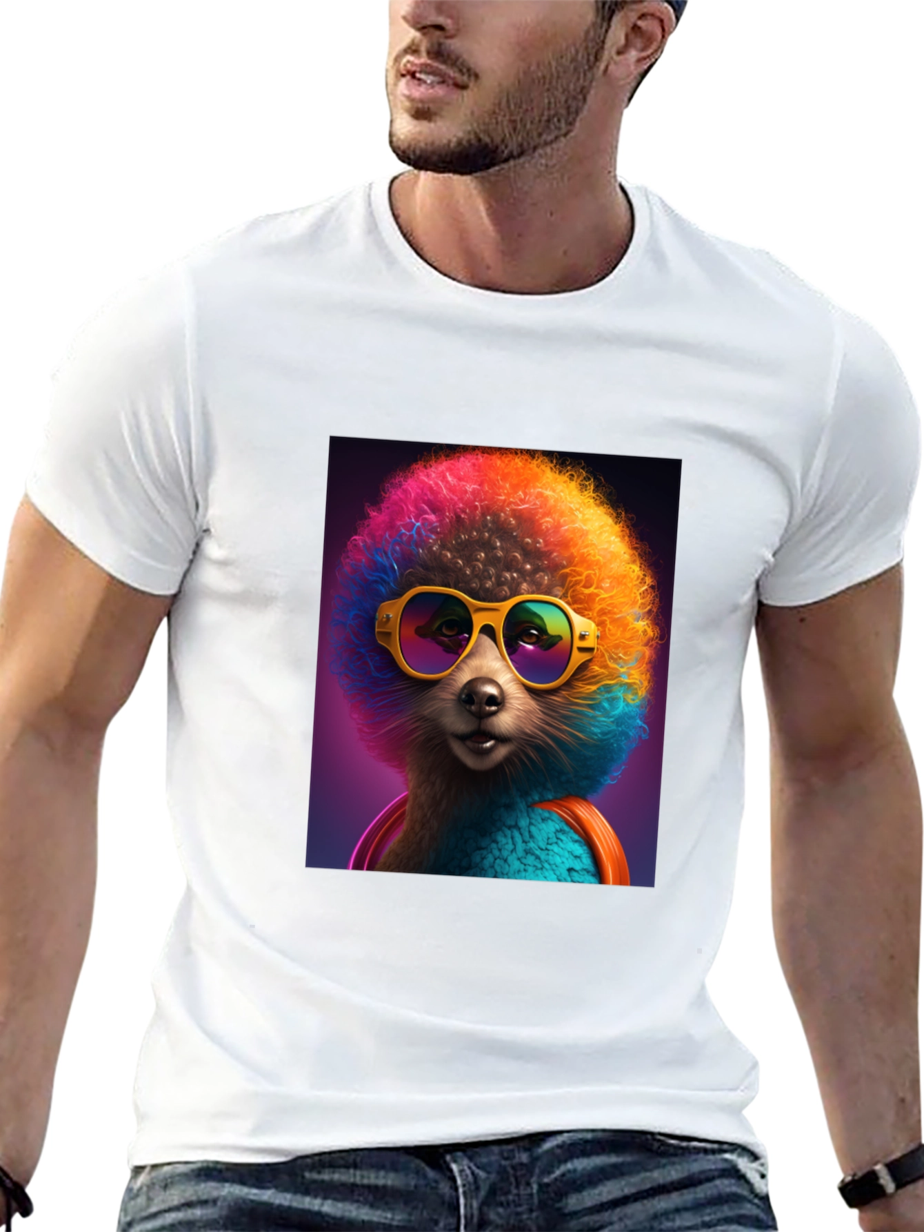 Funky Poodle Graphic Tee - Black Cotton T-Shirt
