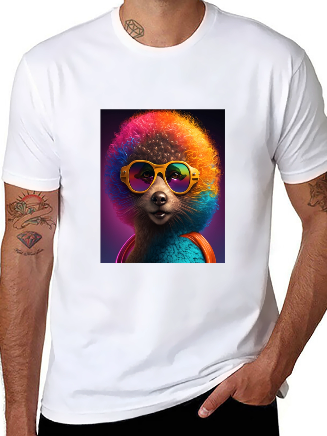 Funky Poodle Graphic Tee - Black Cotton T-Shirt