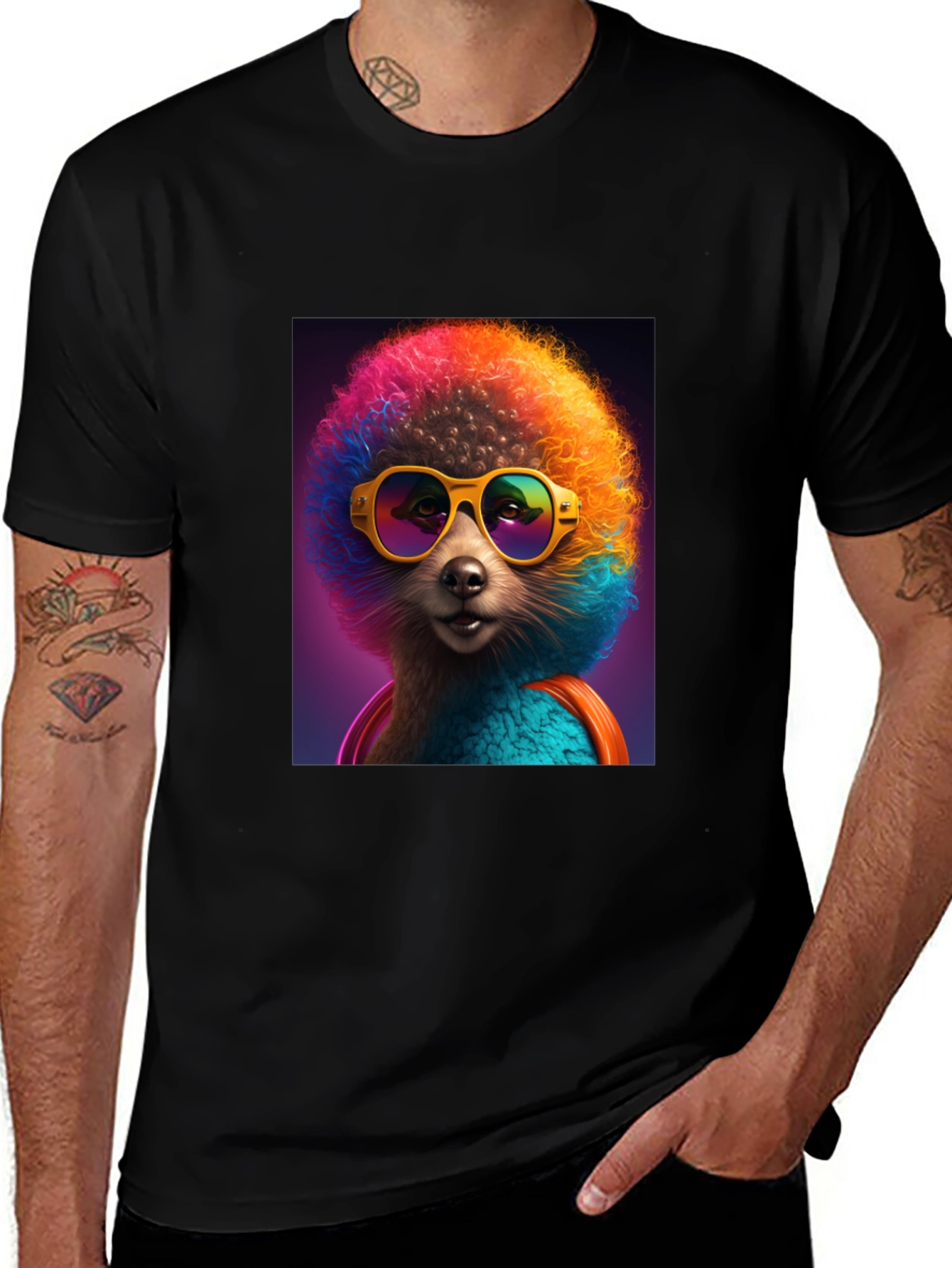 Funky Poodle Graphic Tee - Black Cotton T-Shirt