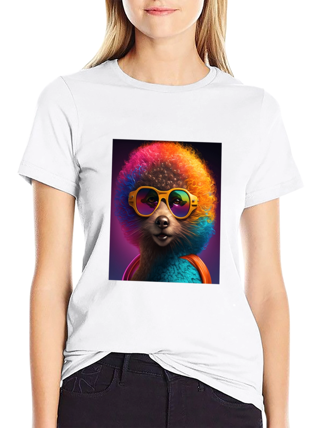 Funky Poodle Graphic Tee - Black Cotton T-Shirt