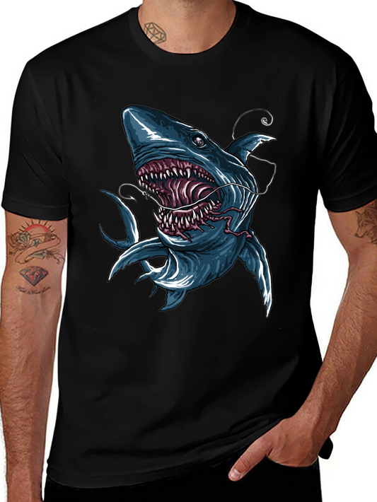 Mens Shark Graphic Print Black T-Shirt