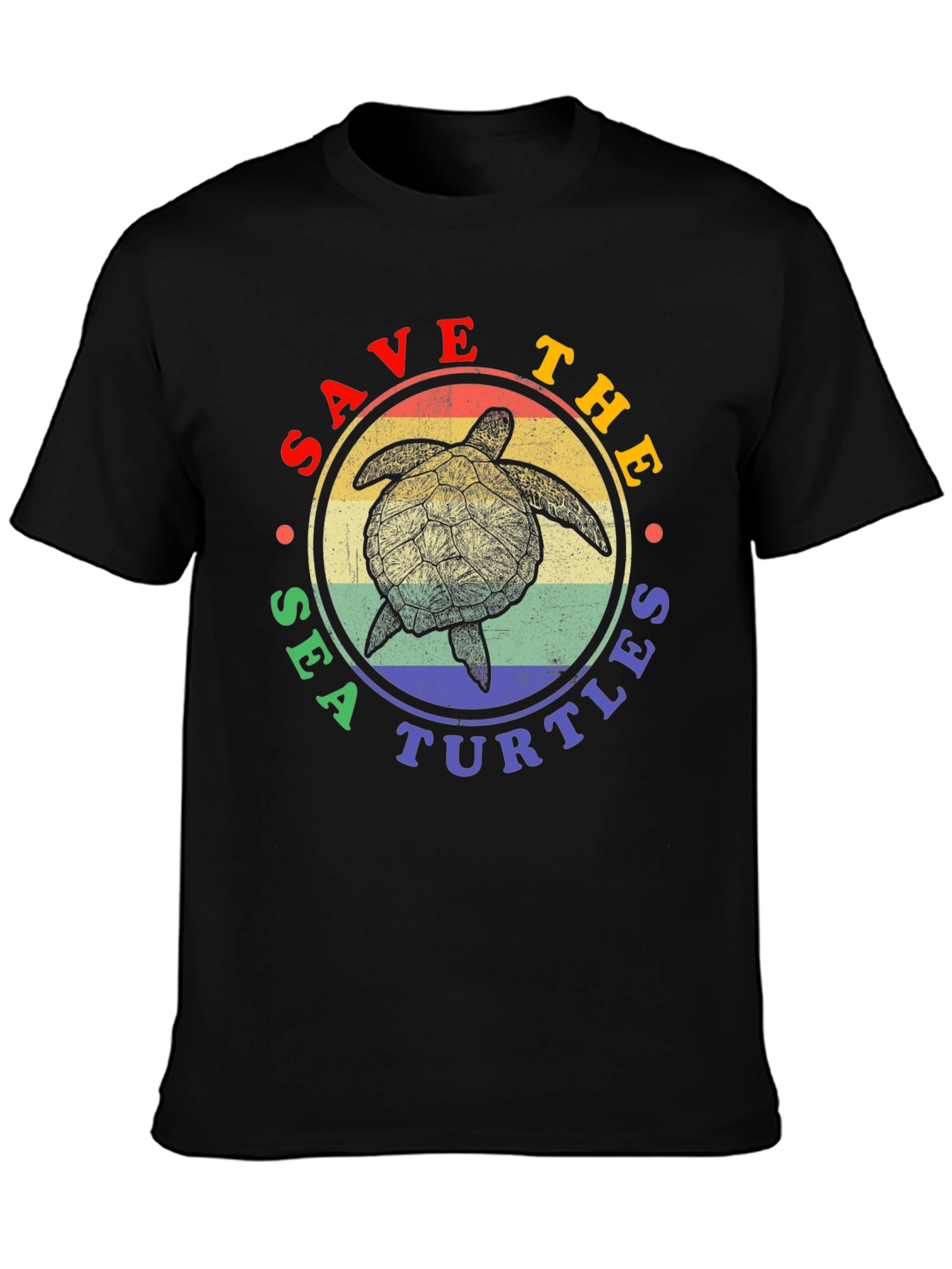 Save the Sea Turtles Graphic Tee - Black
