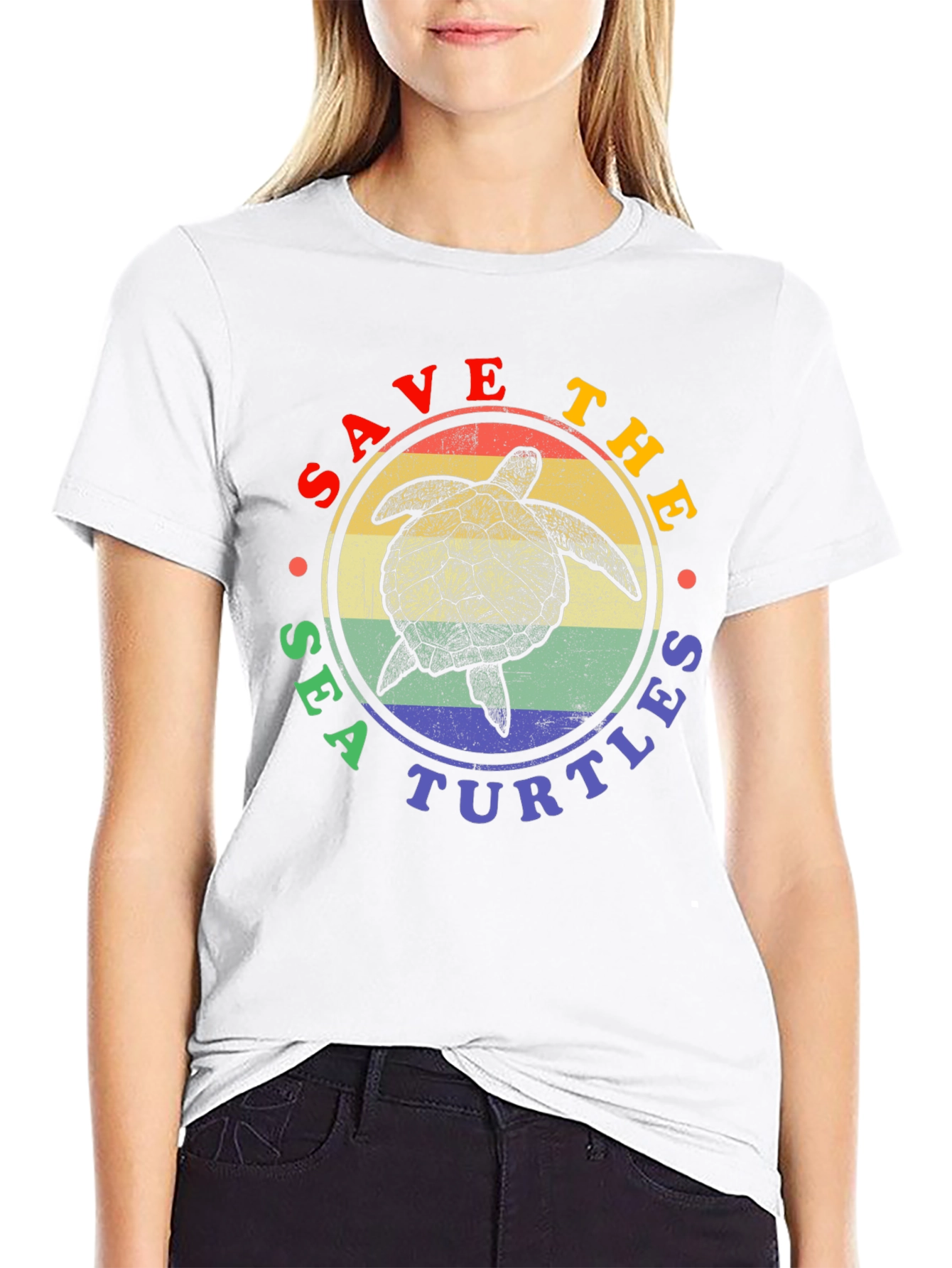 Save the Sea Turtles Graphic Tee - Black