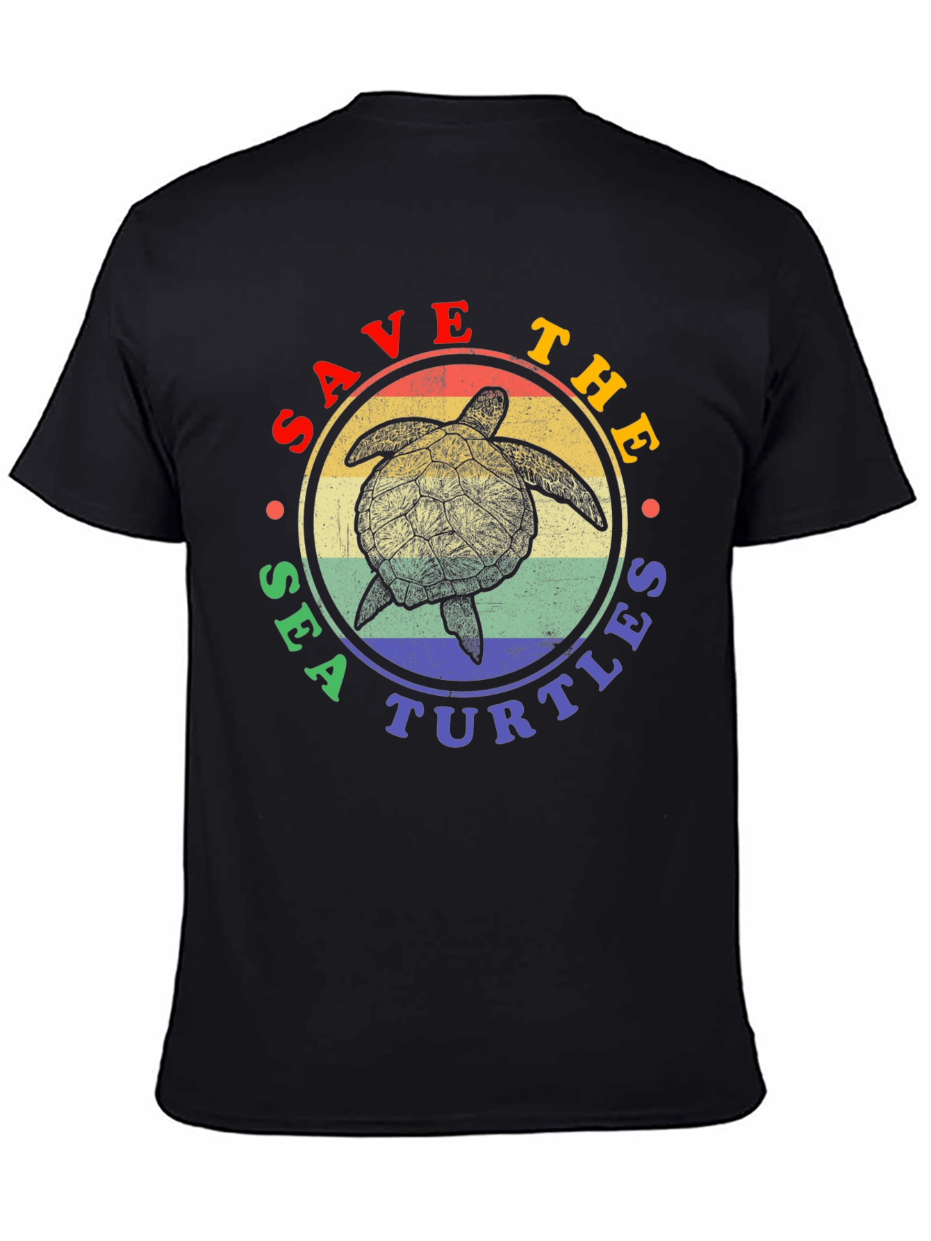 Save the Sea Turtles Graphic Tee - Black