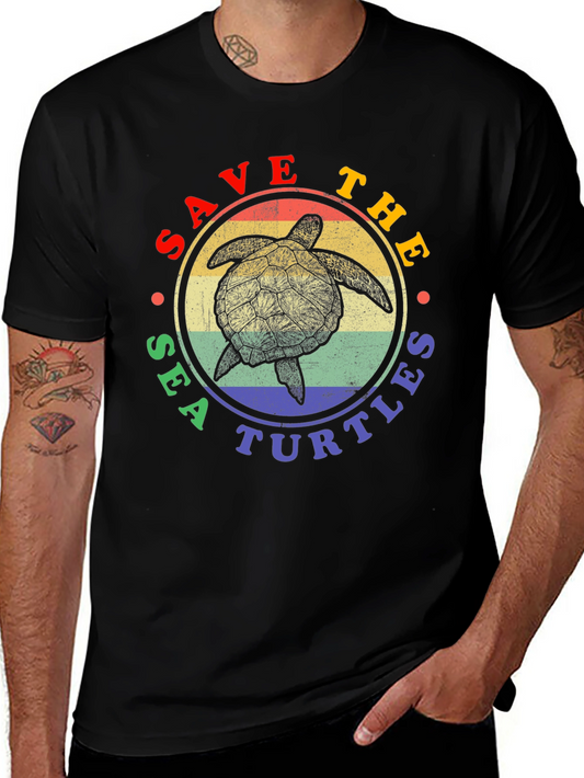 Save the Sea Turtles Graphic Tee - Black