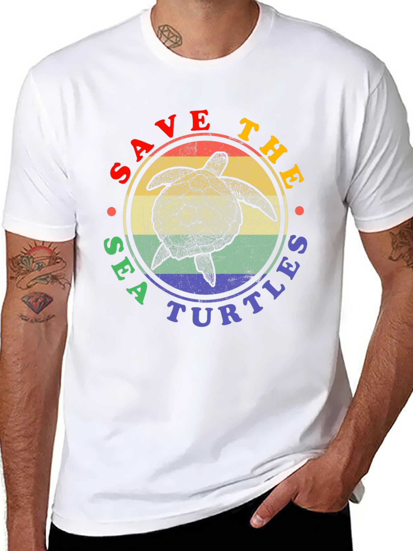 Save the Sea Turtles Graphic Tee - Black