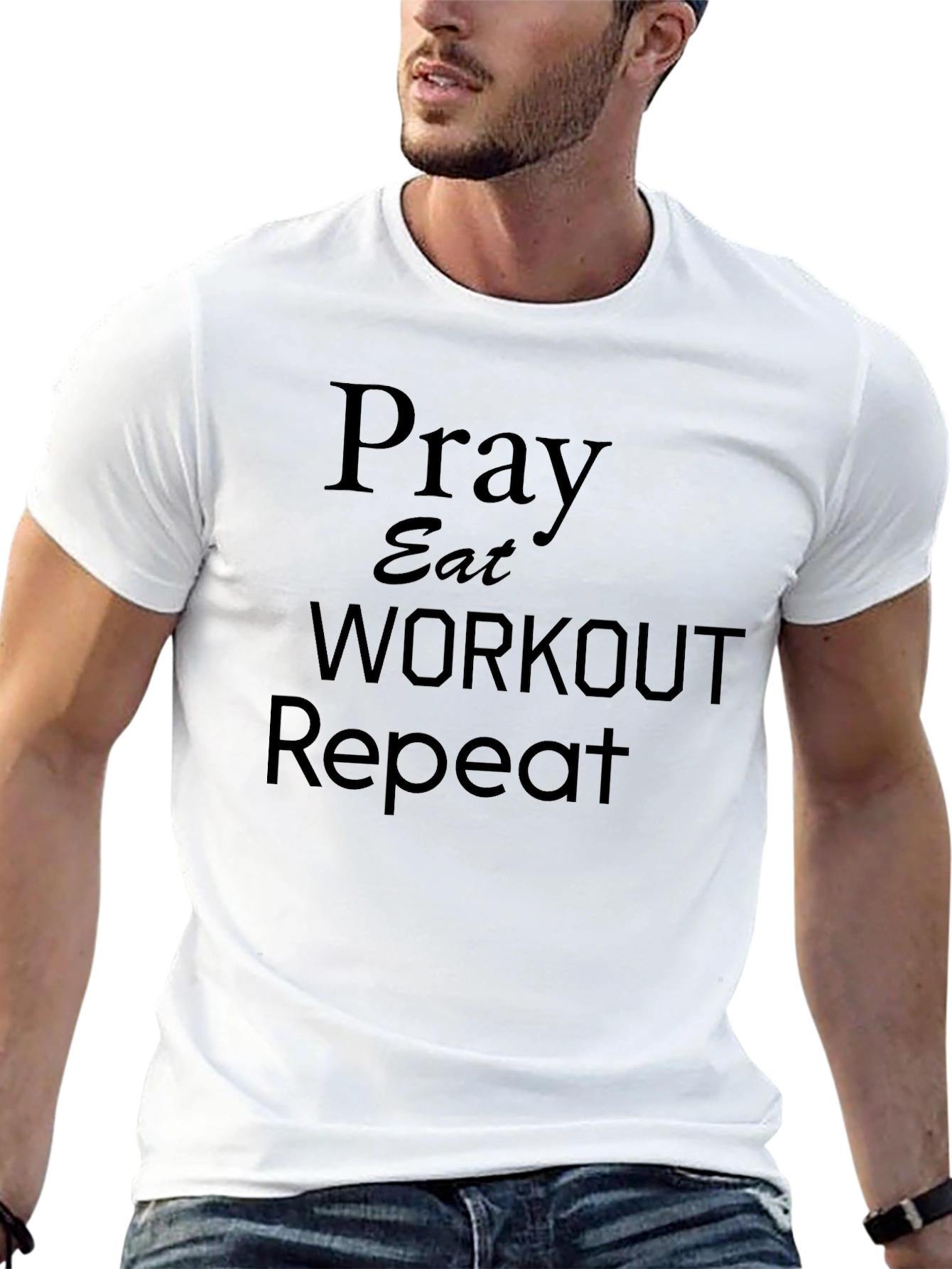 Pray Eat Workout Repeat Black T-Shirt