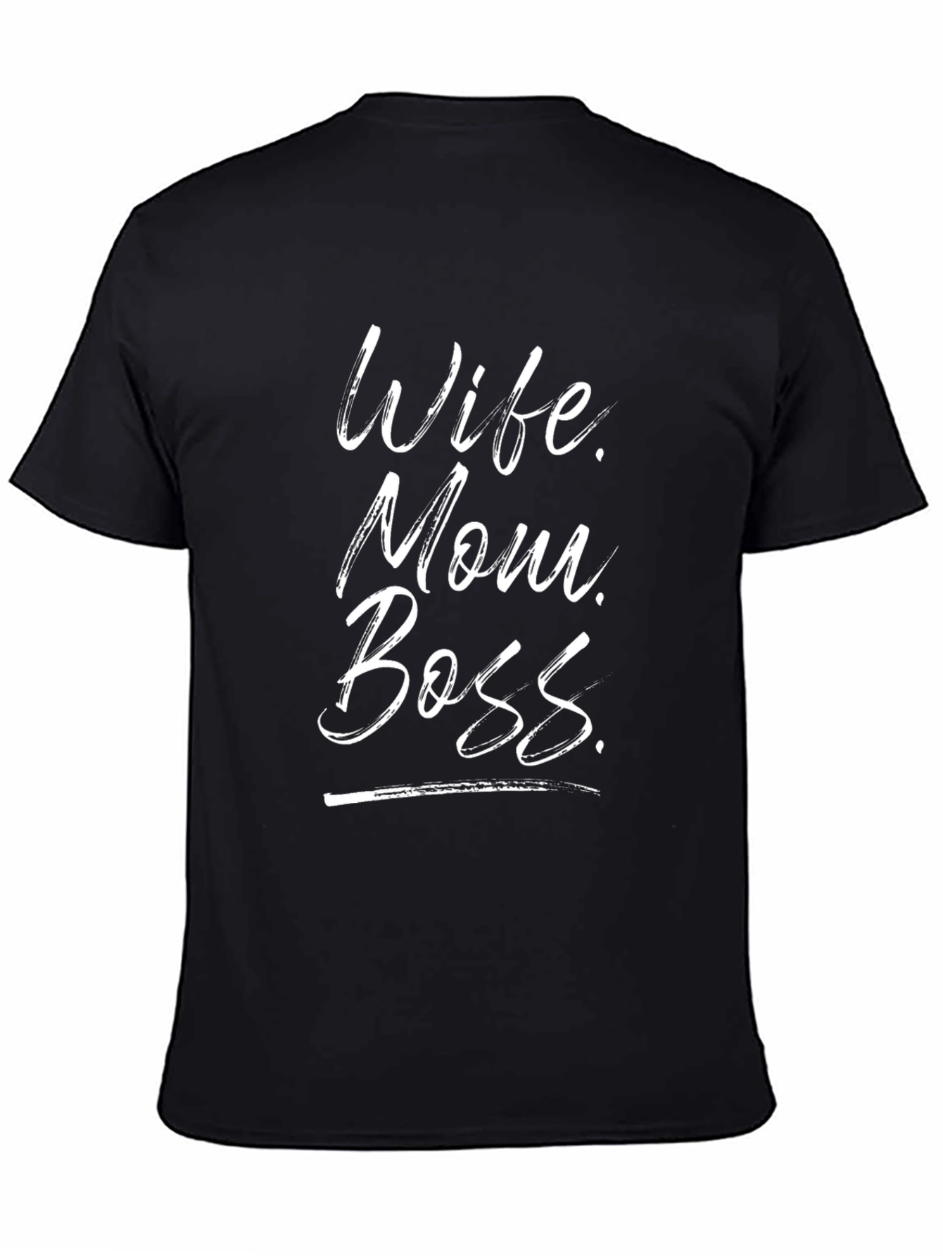 Wife Mom Boss Graphic T-Shirt - Black Casual Tee