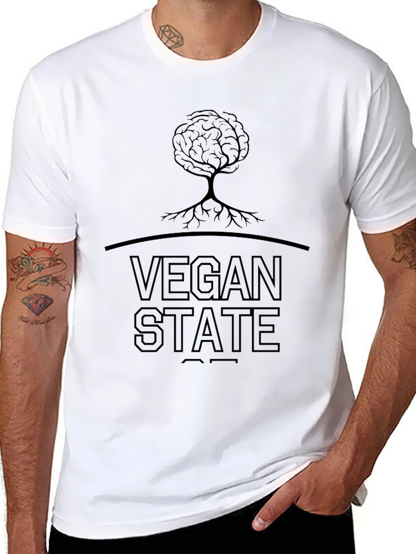 Vegan State Tee - Brain Tree Graphic T-Shirt