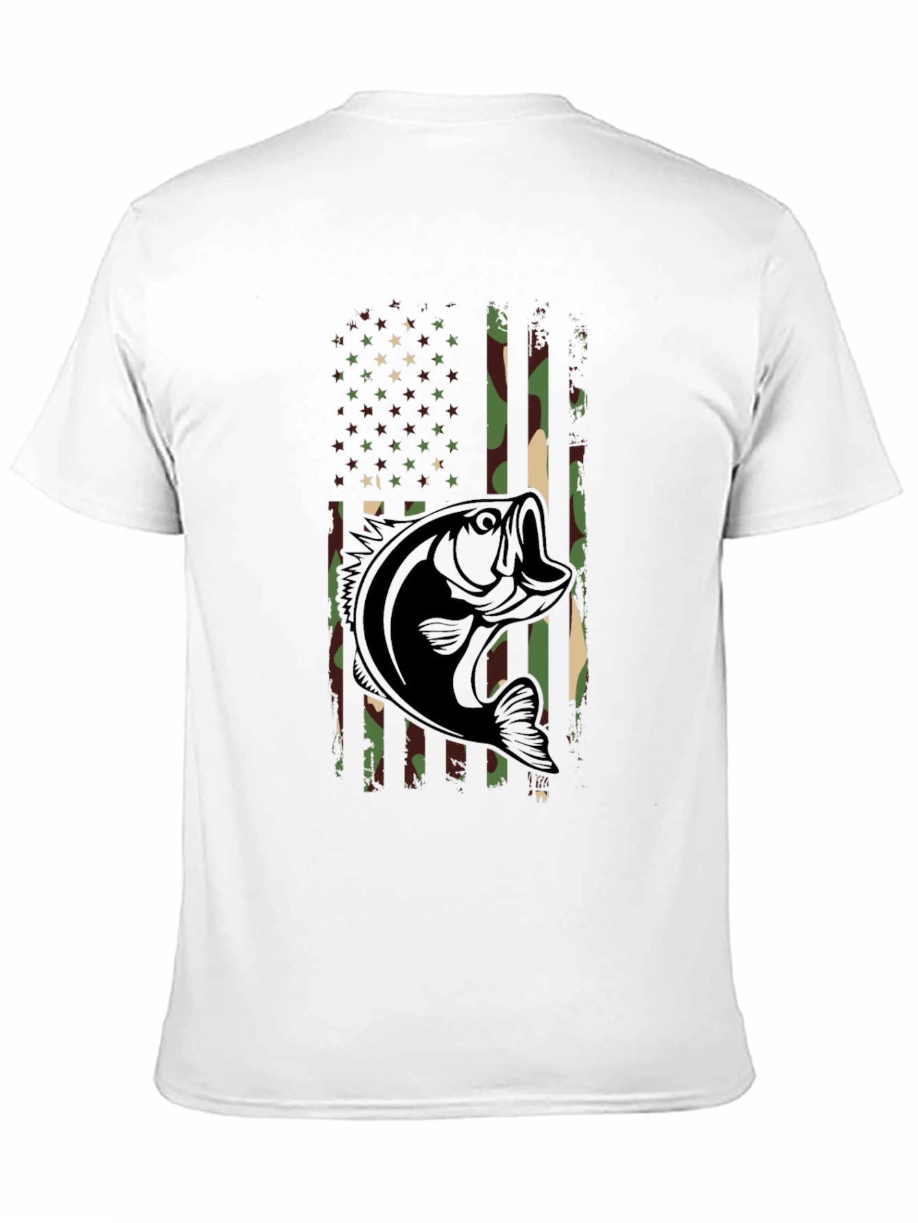 Camouflage American Flag Bass Fishing T-Shirt