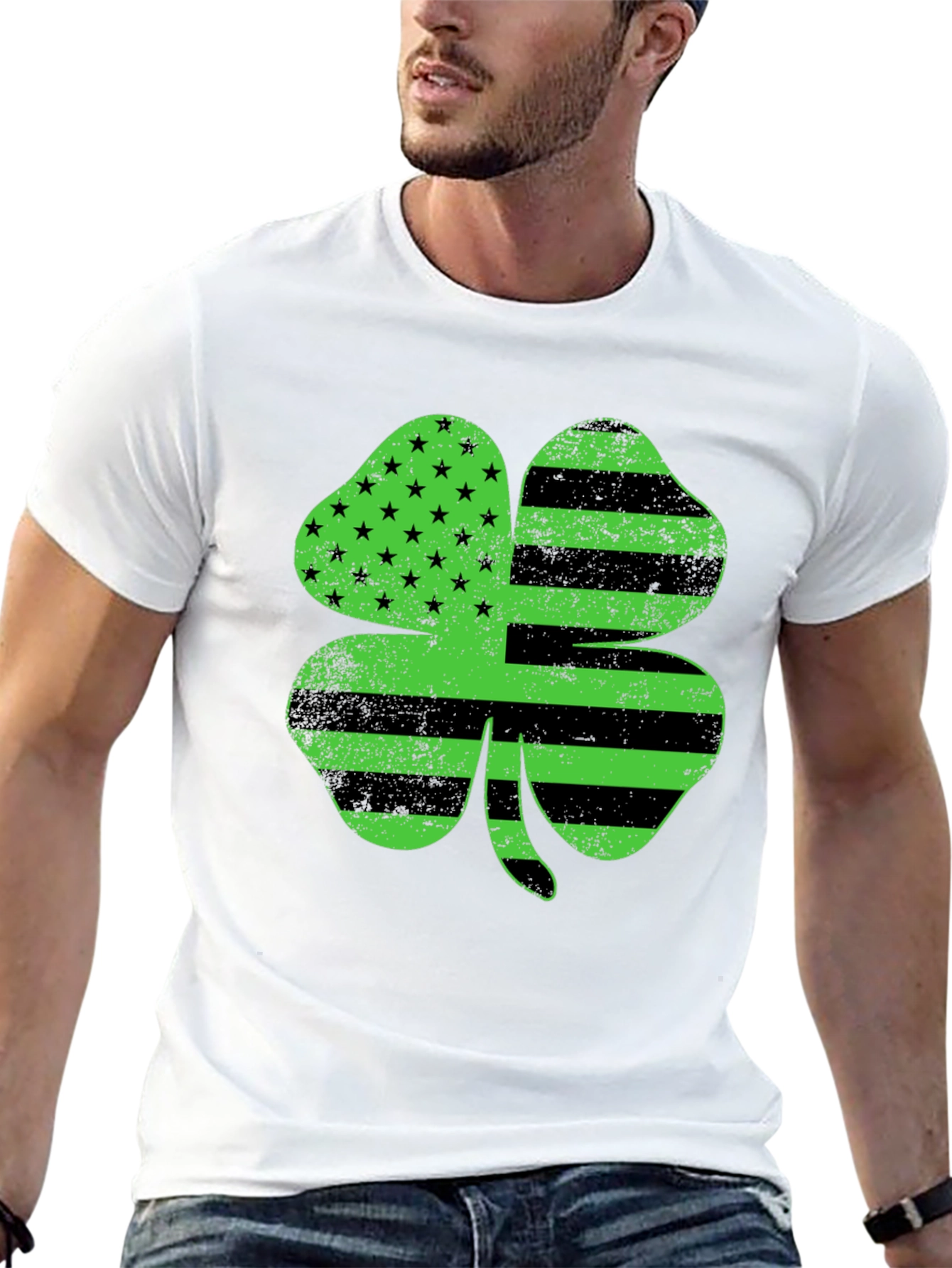 American Flag Clover T-Shirt - St. Patricks Day