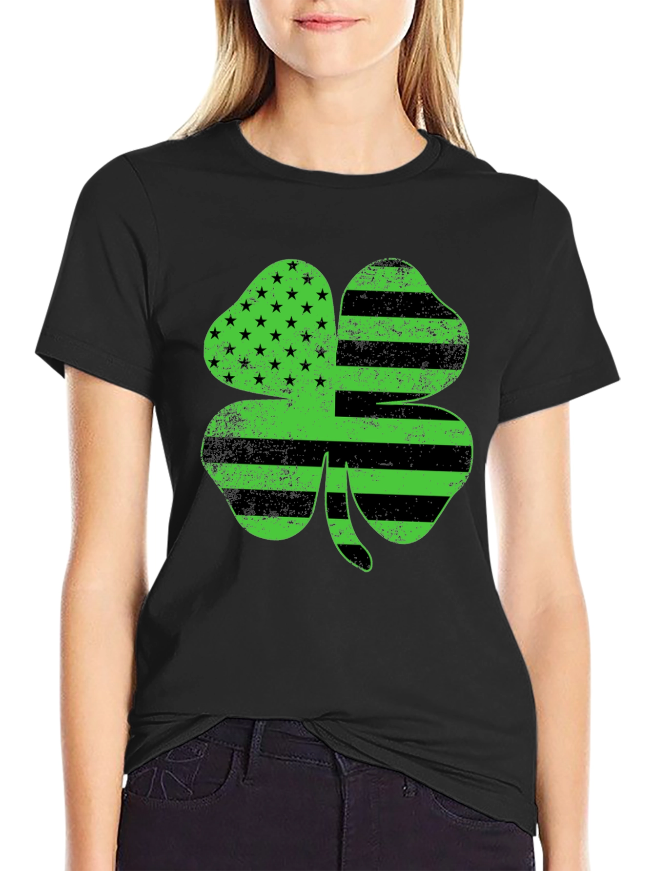 American Flag Clover T-Shirt - St. Patricks Day