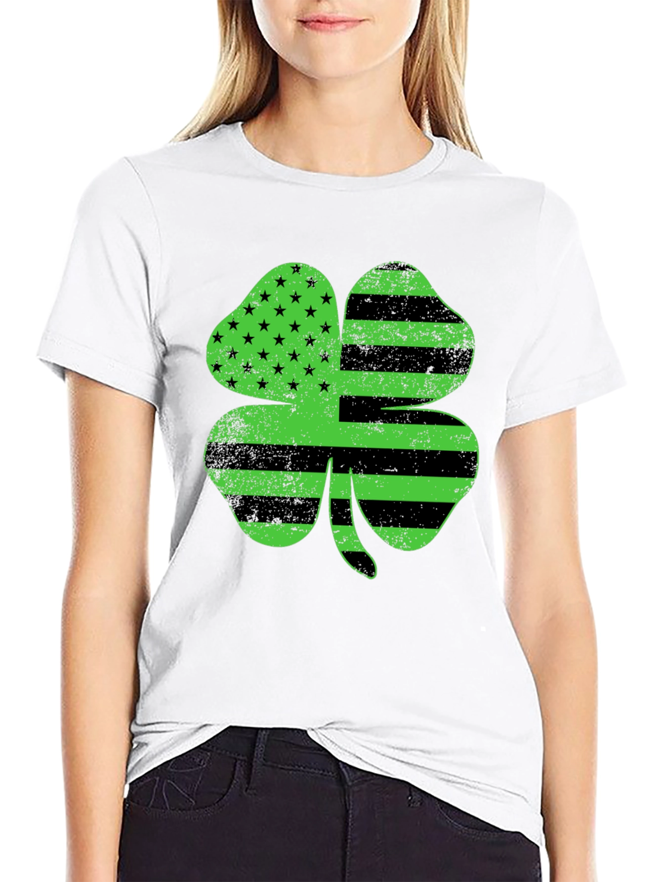 American Flag Clover T-Shirt - St. Patricks Day
