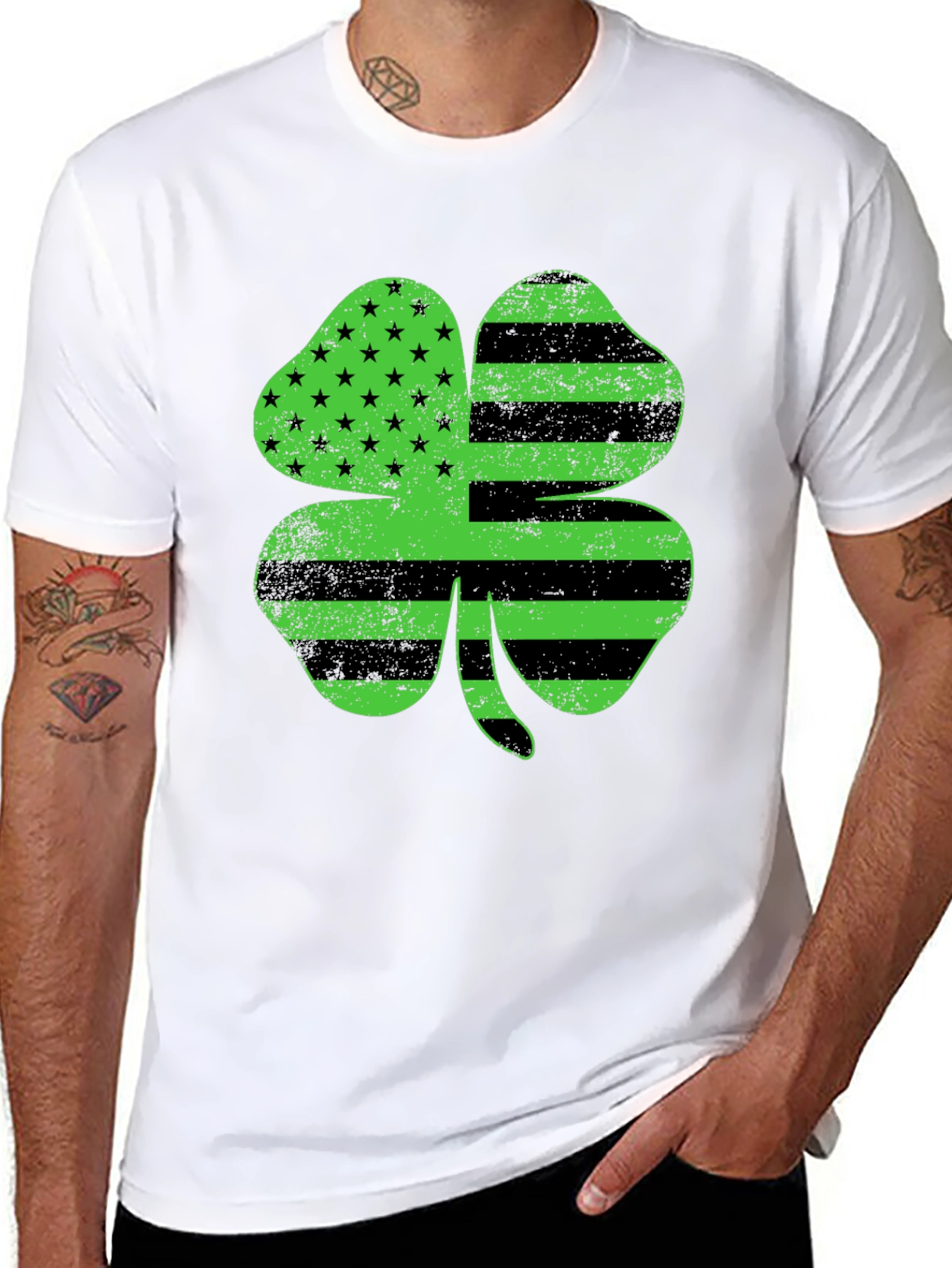American Flag Clover T-Shirt - St. Patricks Day