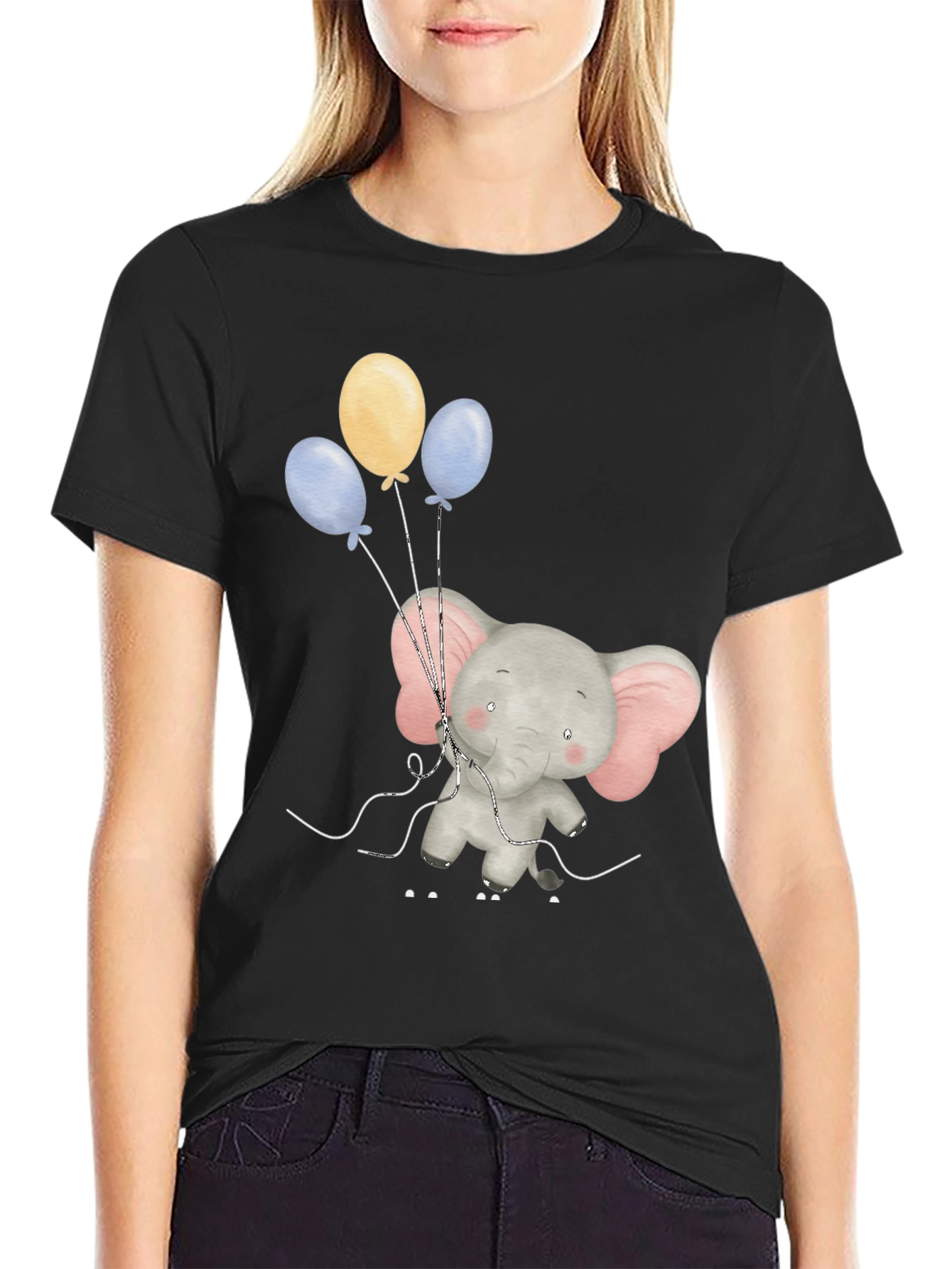 Elephant with Balloons Graphic Tee
