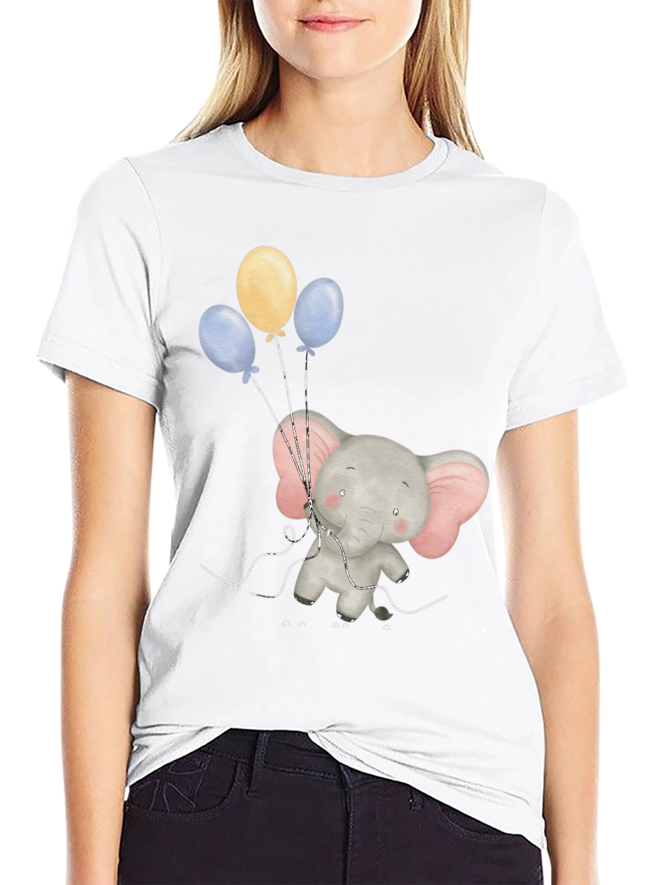 Elephant with Balloons Graphic Tee