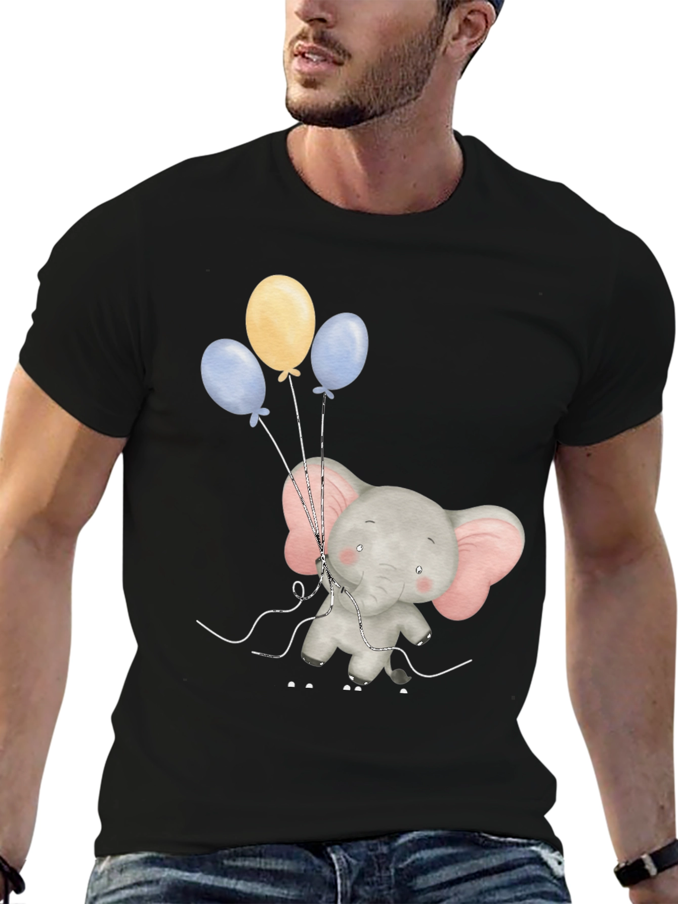 Elephant with Balloons Graphic Tee