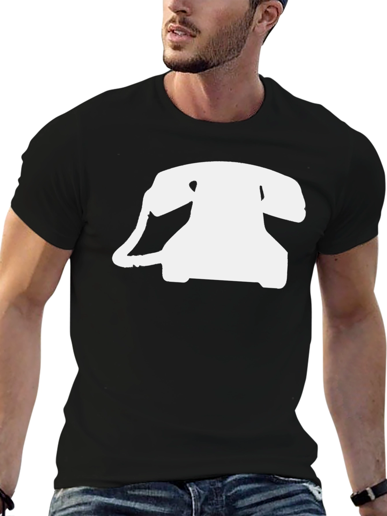 Retro Rotary Phone Graphic Tee - Black