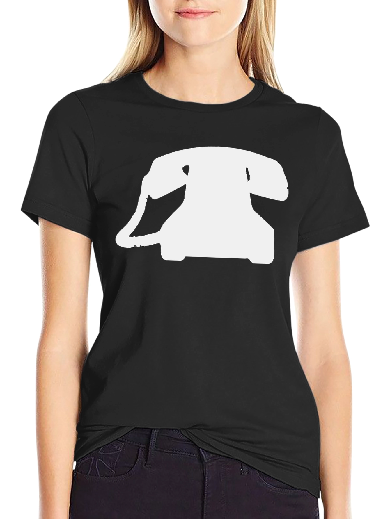 Retro Rotary Phone Graphic Tee - Black