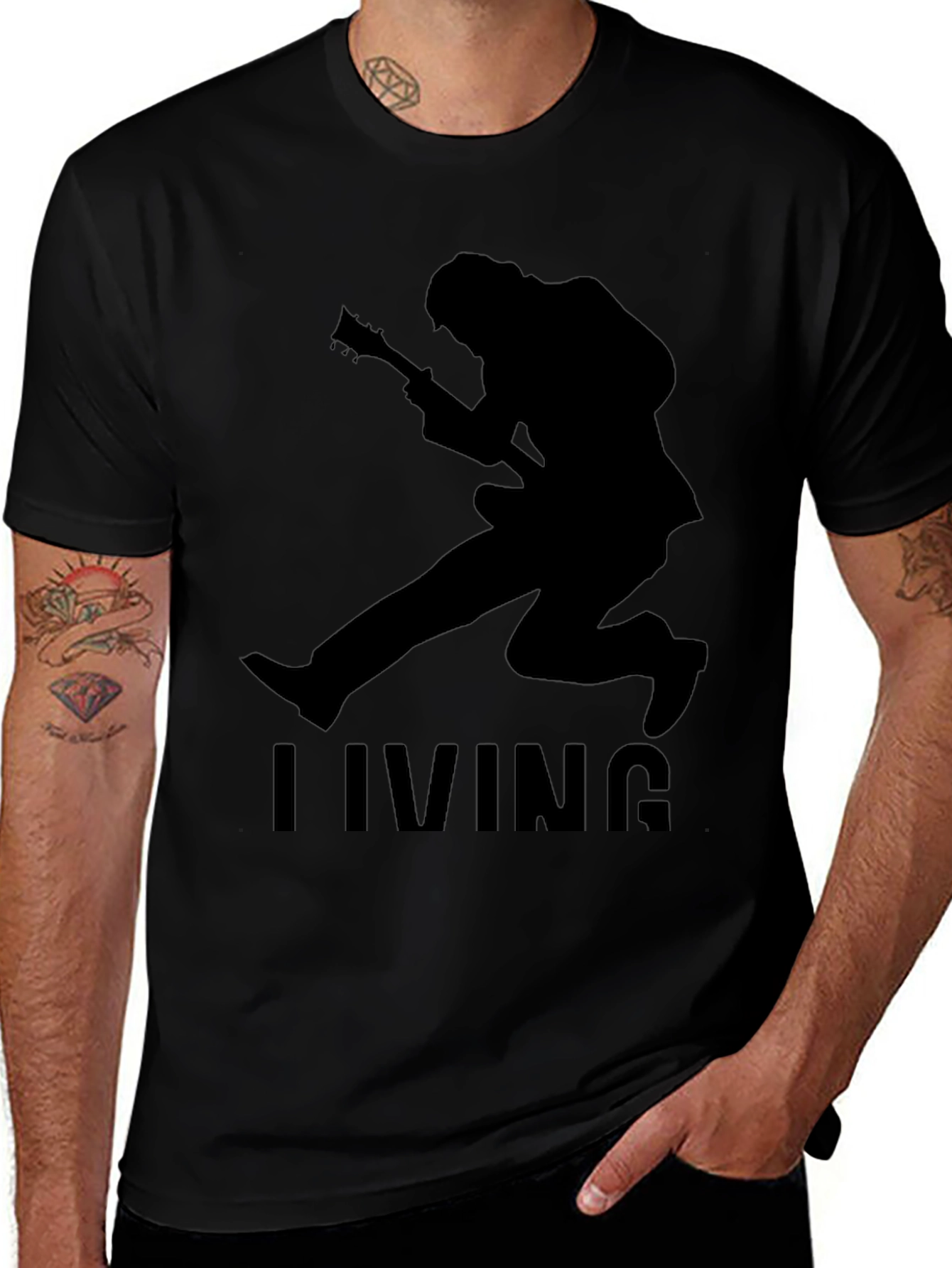 Living Guitarist Graphic Tee - Black