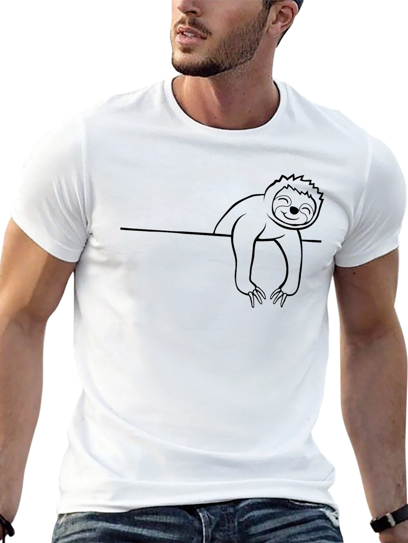 Sloth Graphic T-Shirt - Casual Crew Neck Tee