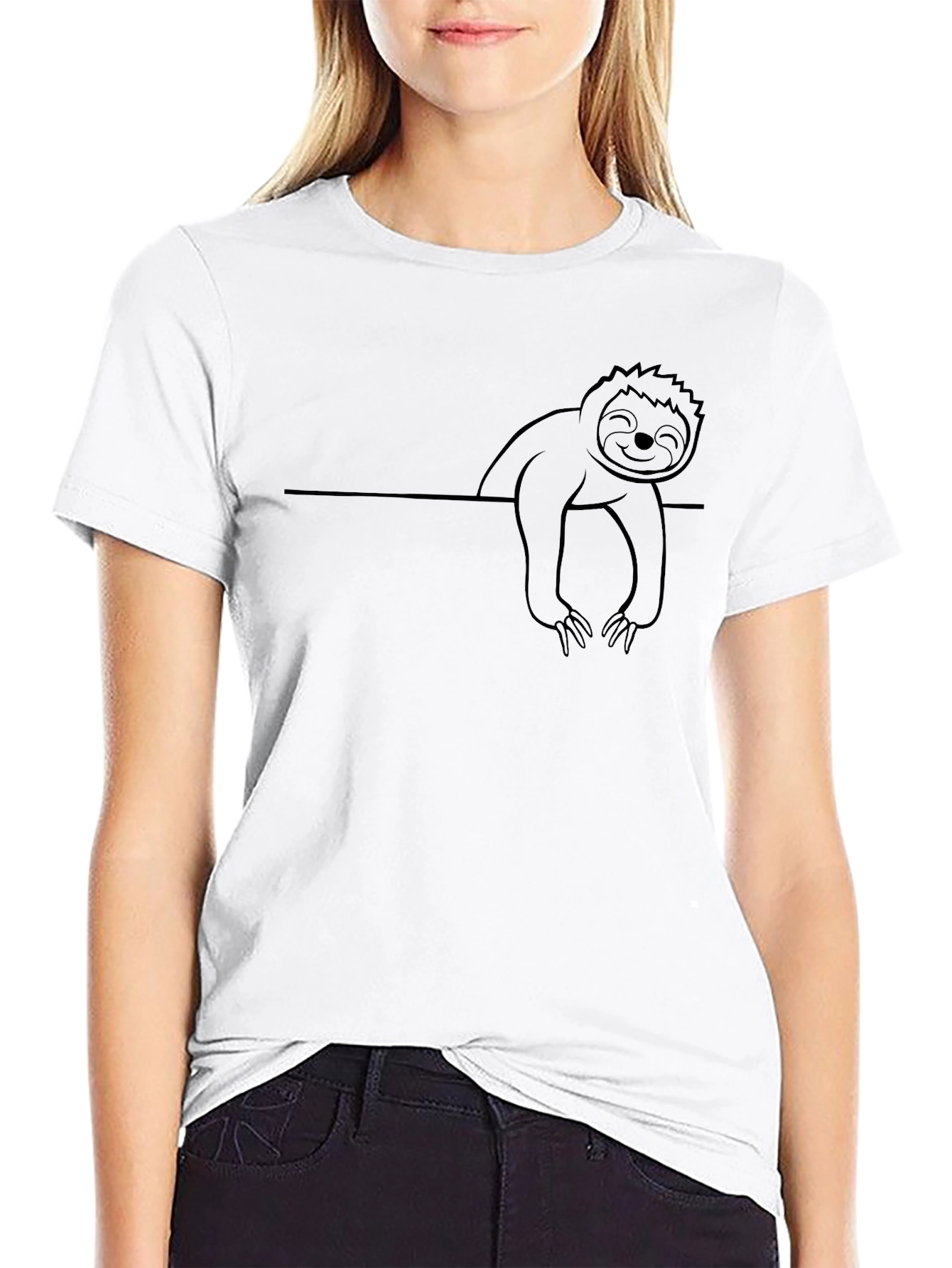 Sloth Graphic T-Shirt - Casual Crew Neck Tee