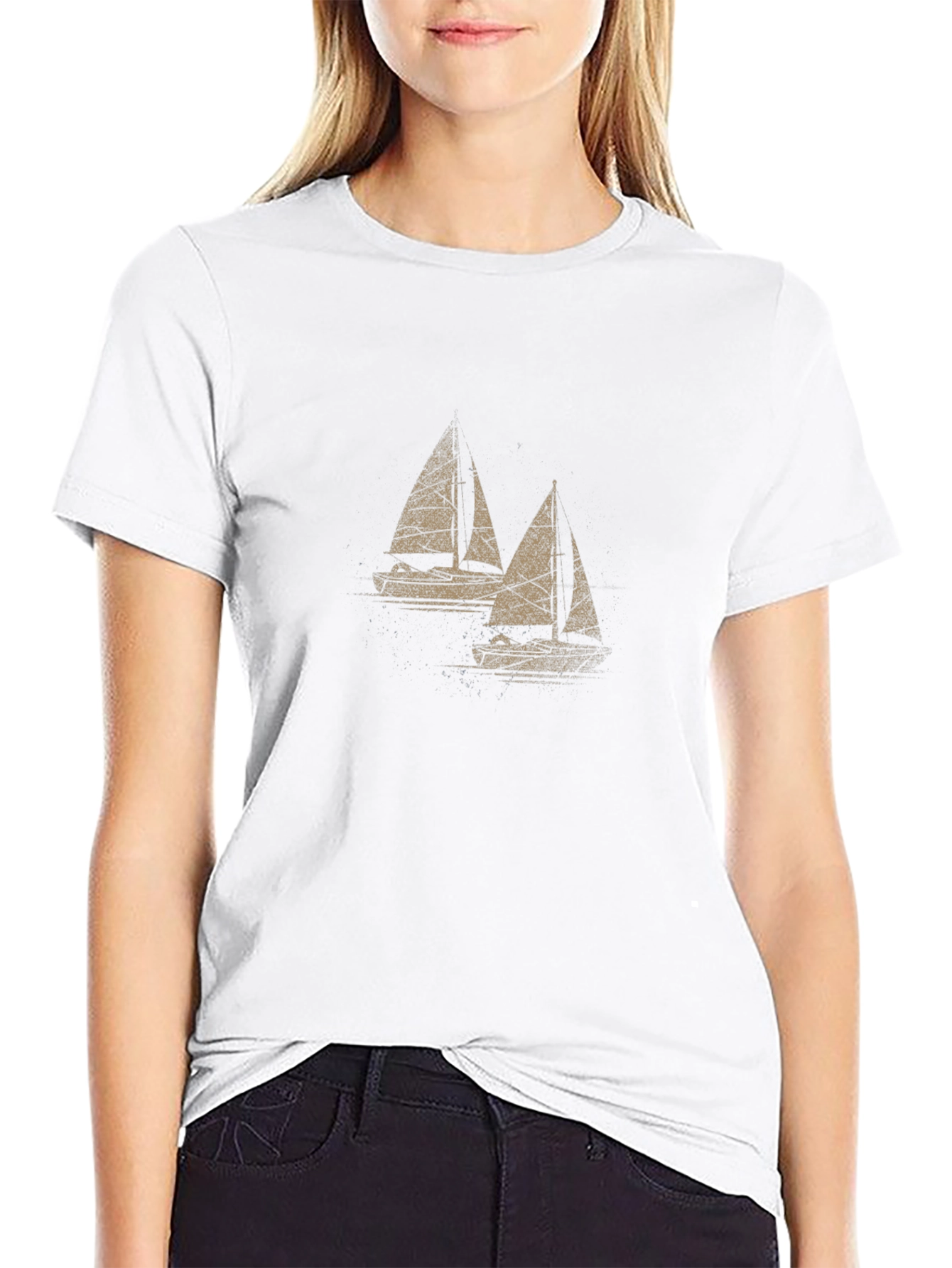 Sailboat Graphic Tee - Mens Black Cotton T-Shirt
