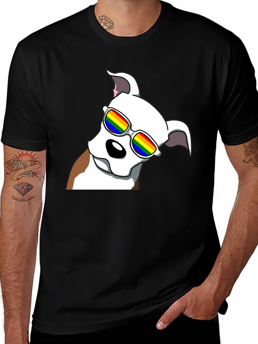 Cool Dog Tee - Rainbow Glasses Black T-Shirt
