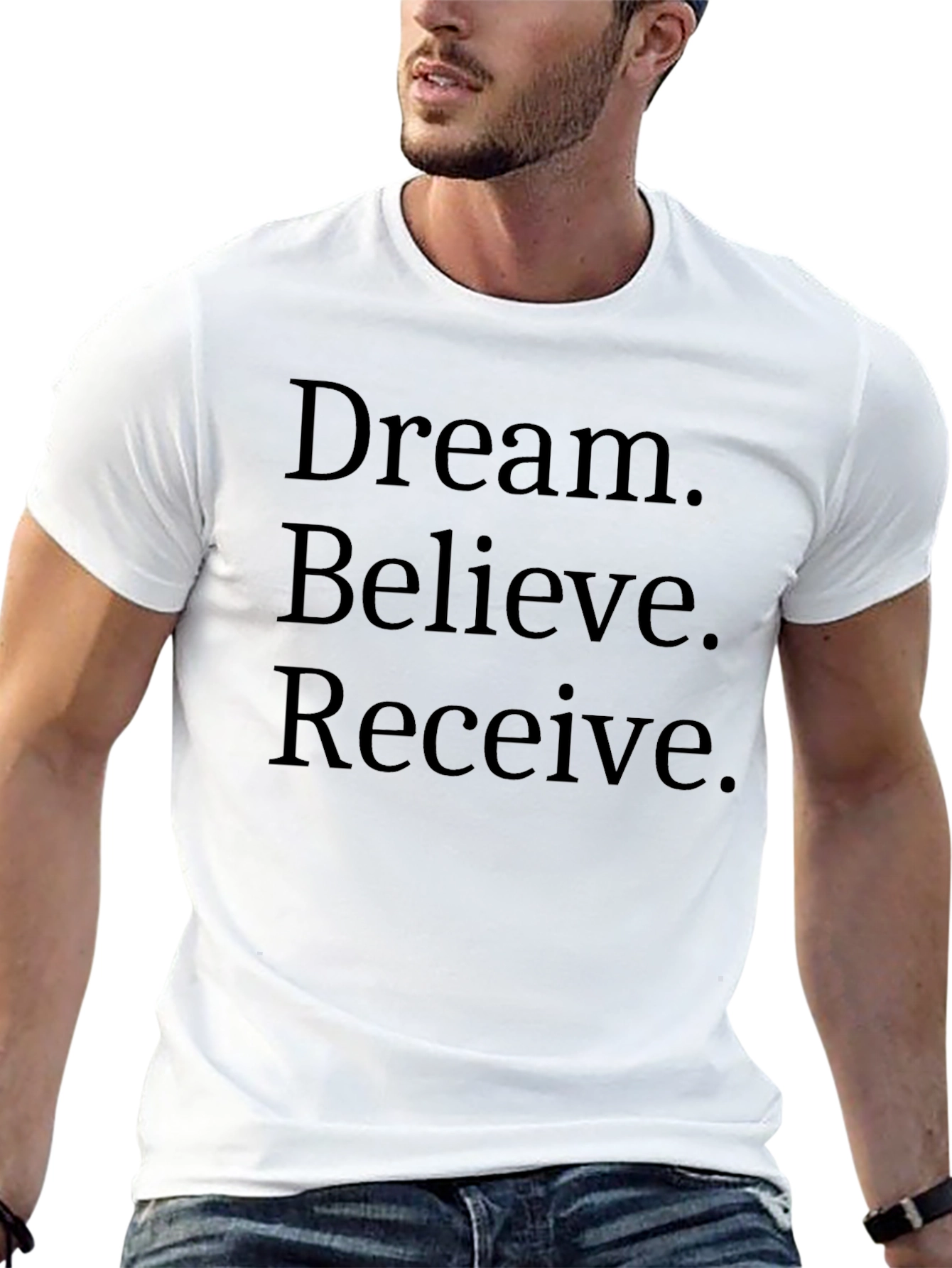 Dream Believe Receive T-Shirt - Motivational Black Tee