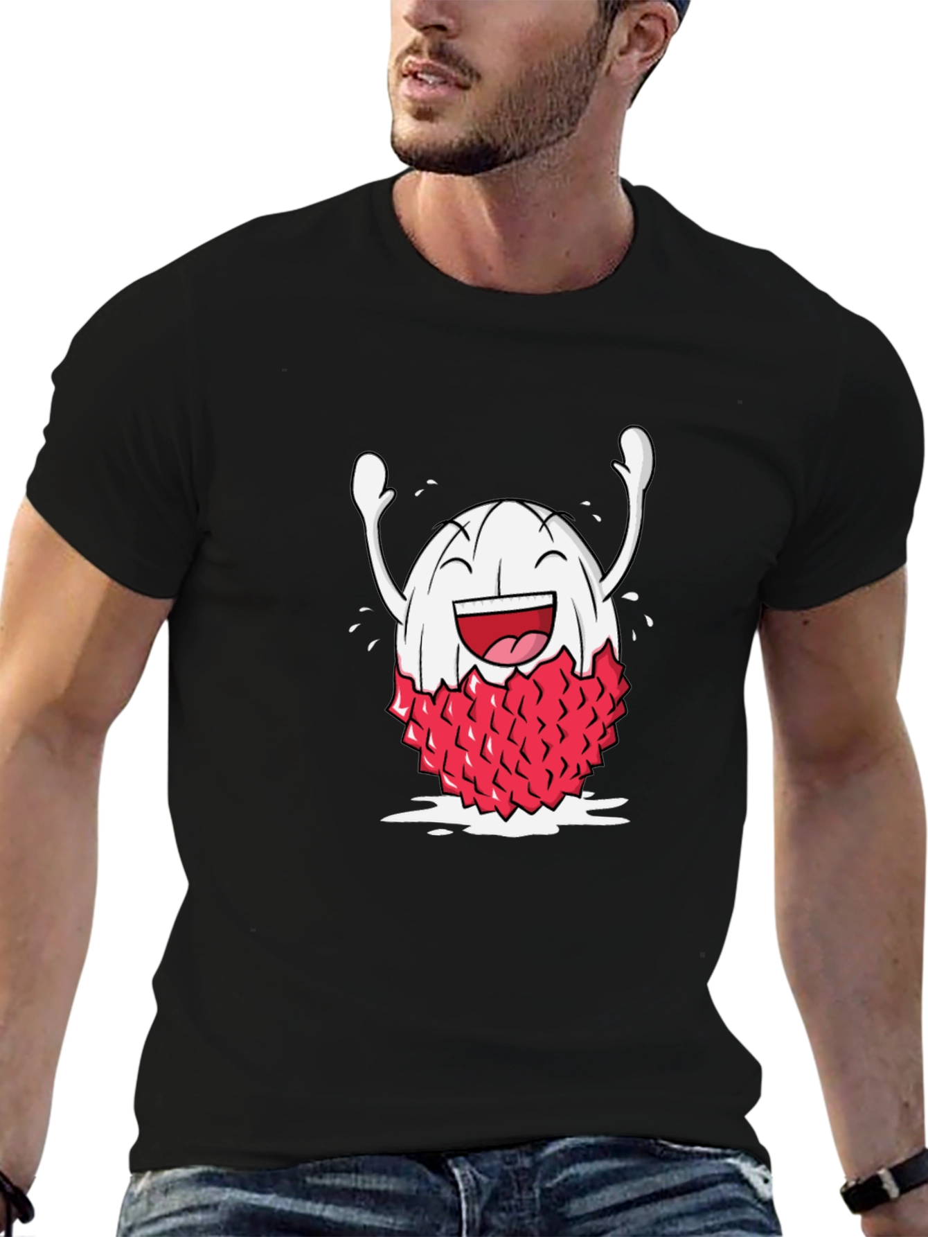 Lychee Cartoon Black T-Shirt