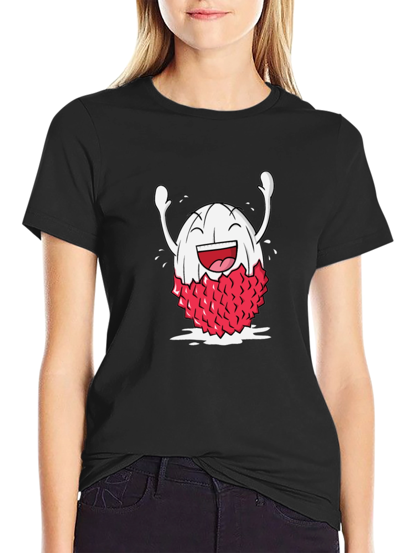 Lychee Cartoon Black T-Shirt