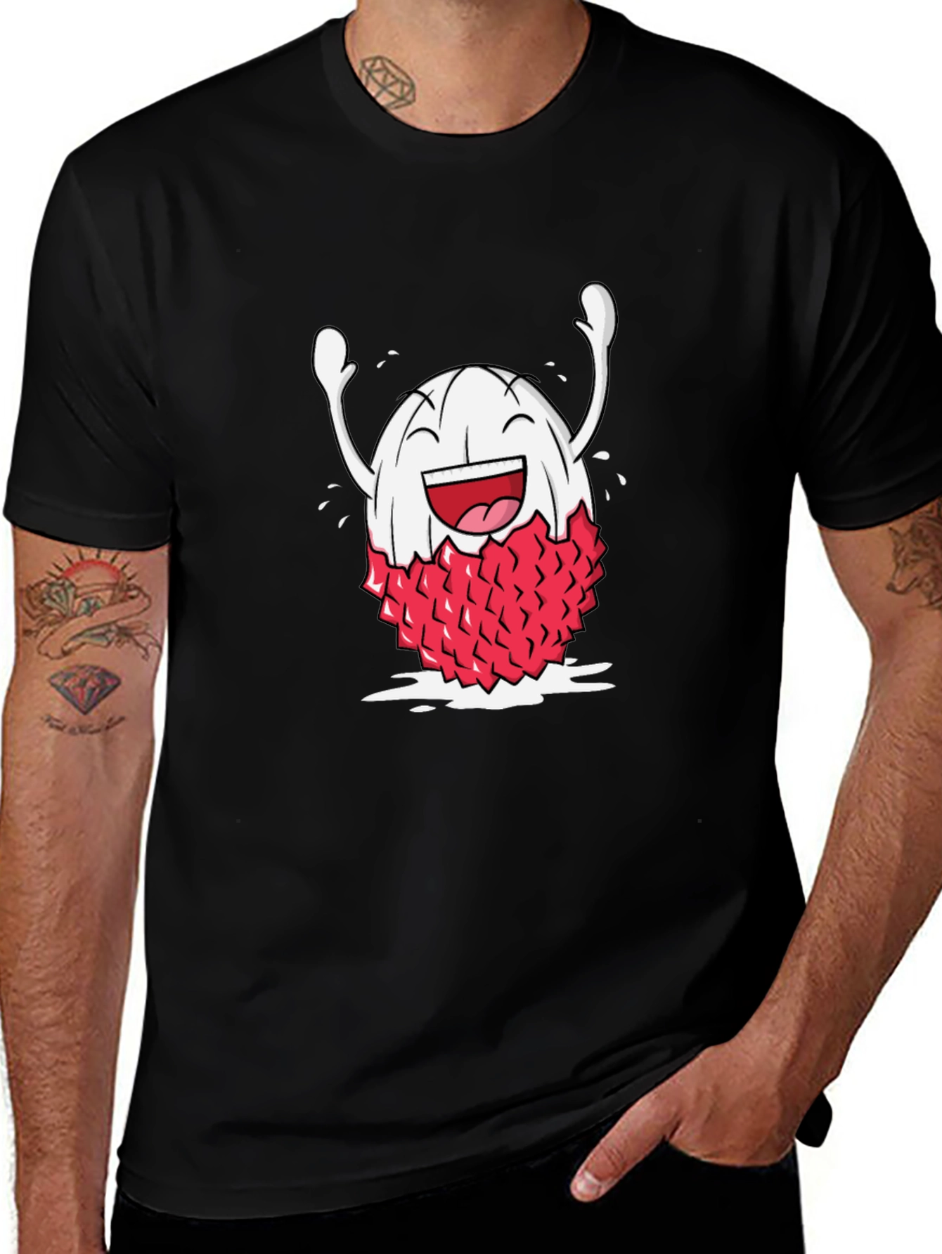 Lychee Cartoon Black T-Shirt